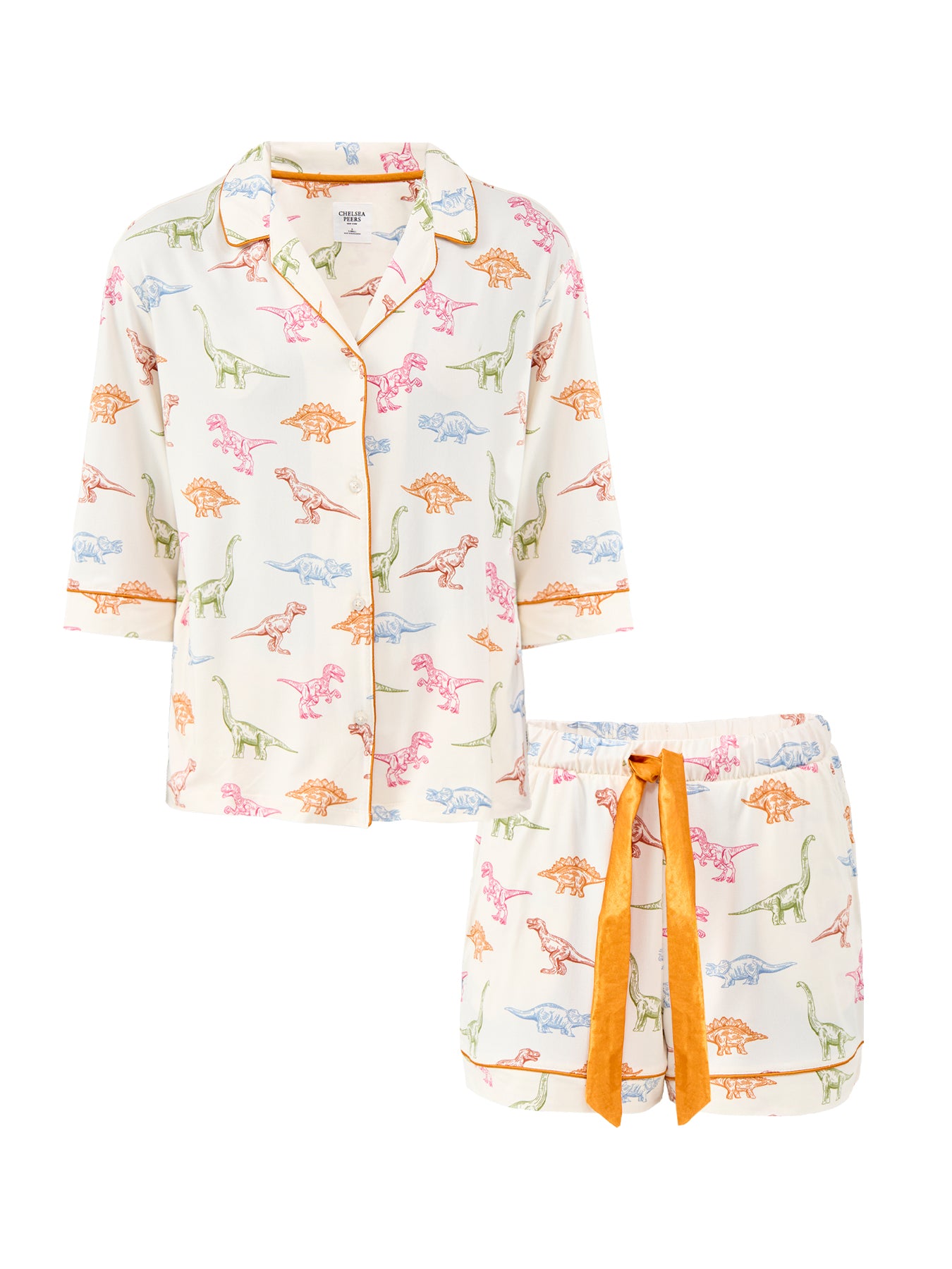 Dinosaur Short Pyjama Set White