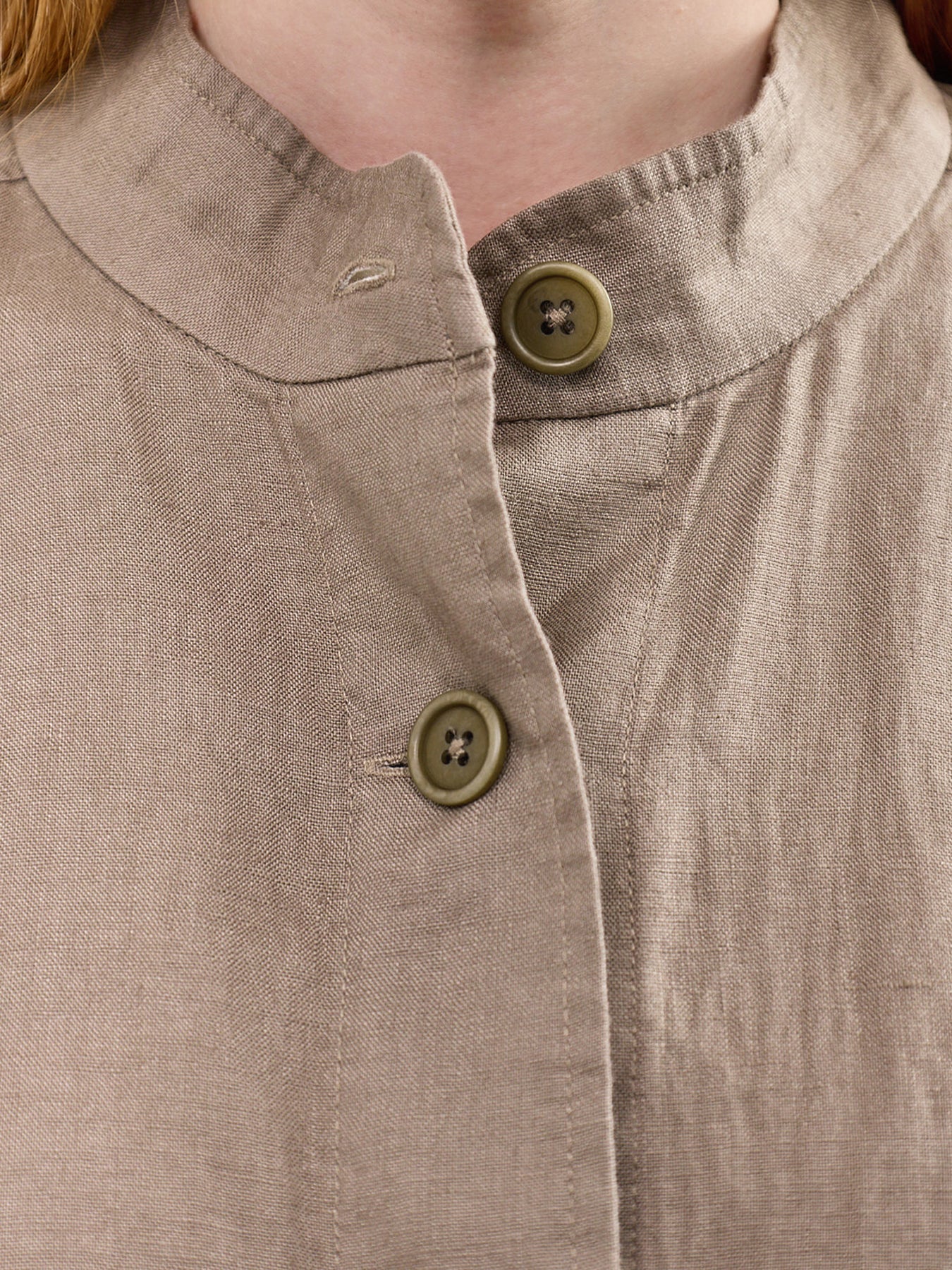 Stand Collar Duster Jacket Brown