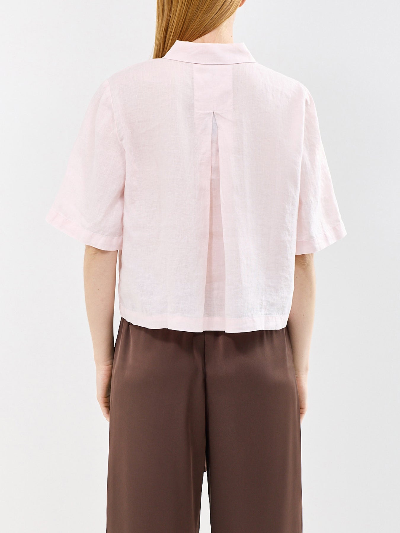 Classic Collar Elbow Sleeve Shirt Pink