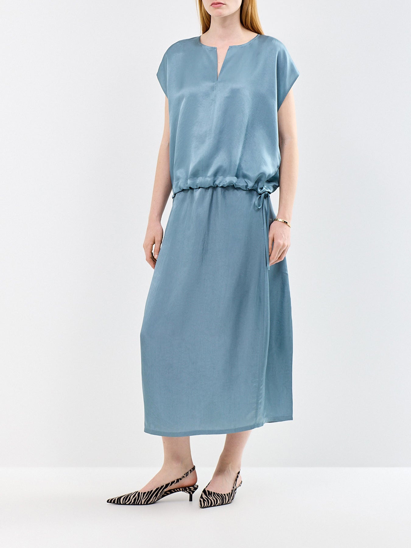Split Neck Square Top Blue