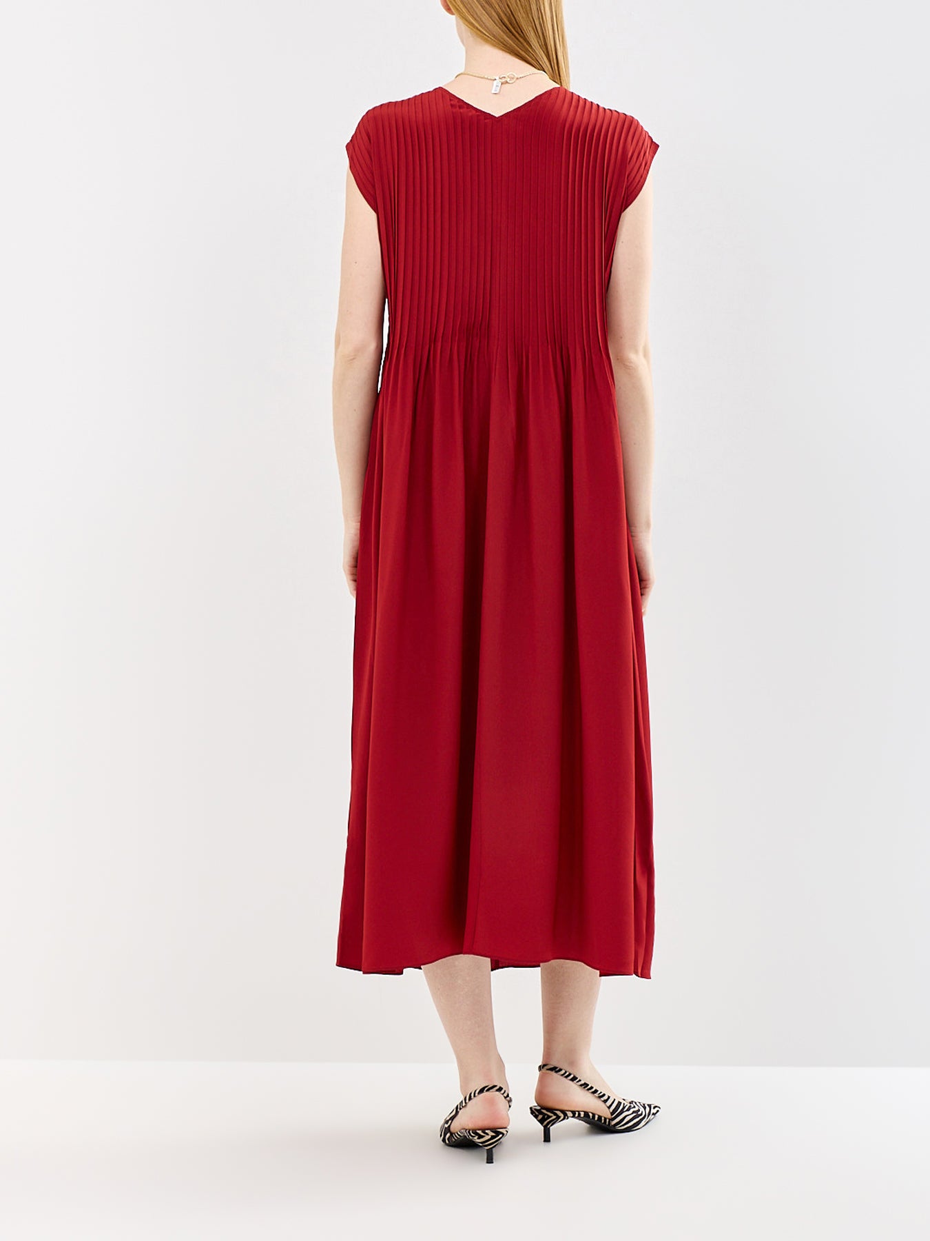 V-Neck Full Length Dress Red