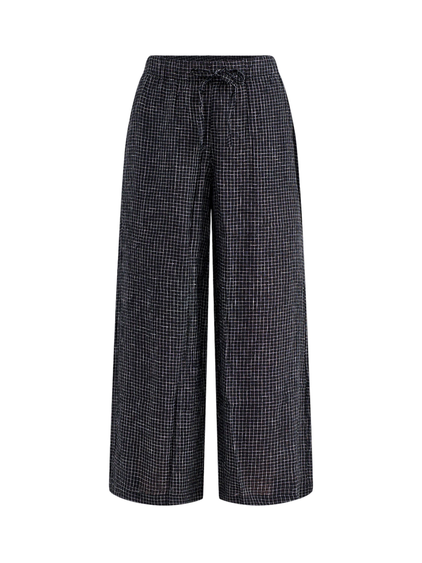 Wide Ankle Drawstring Trousers Black