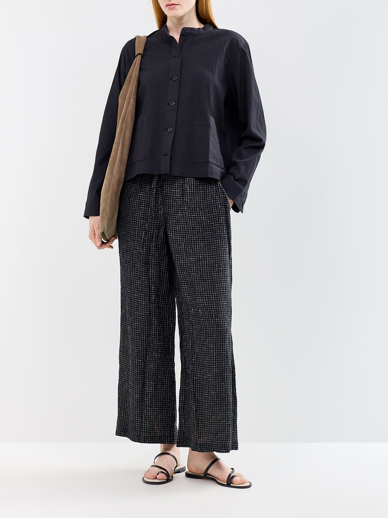 Wide Ankle Drawstring Trousers Black
