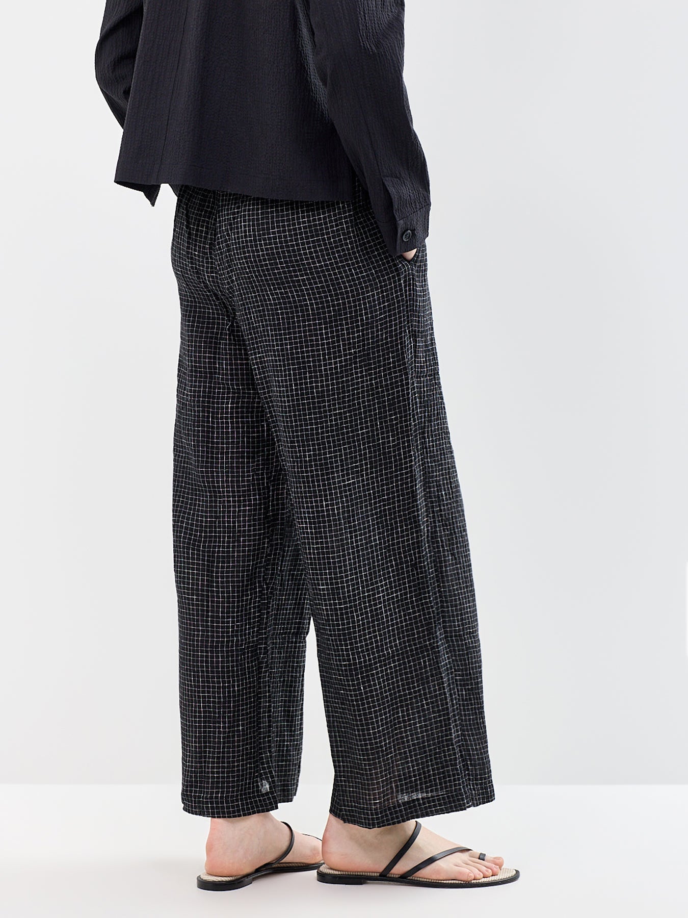 Wide Ankle Drawstring Trousers Black