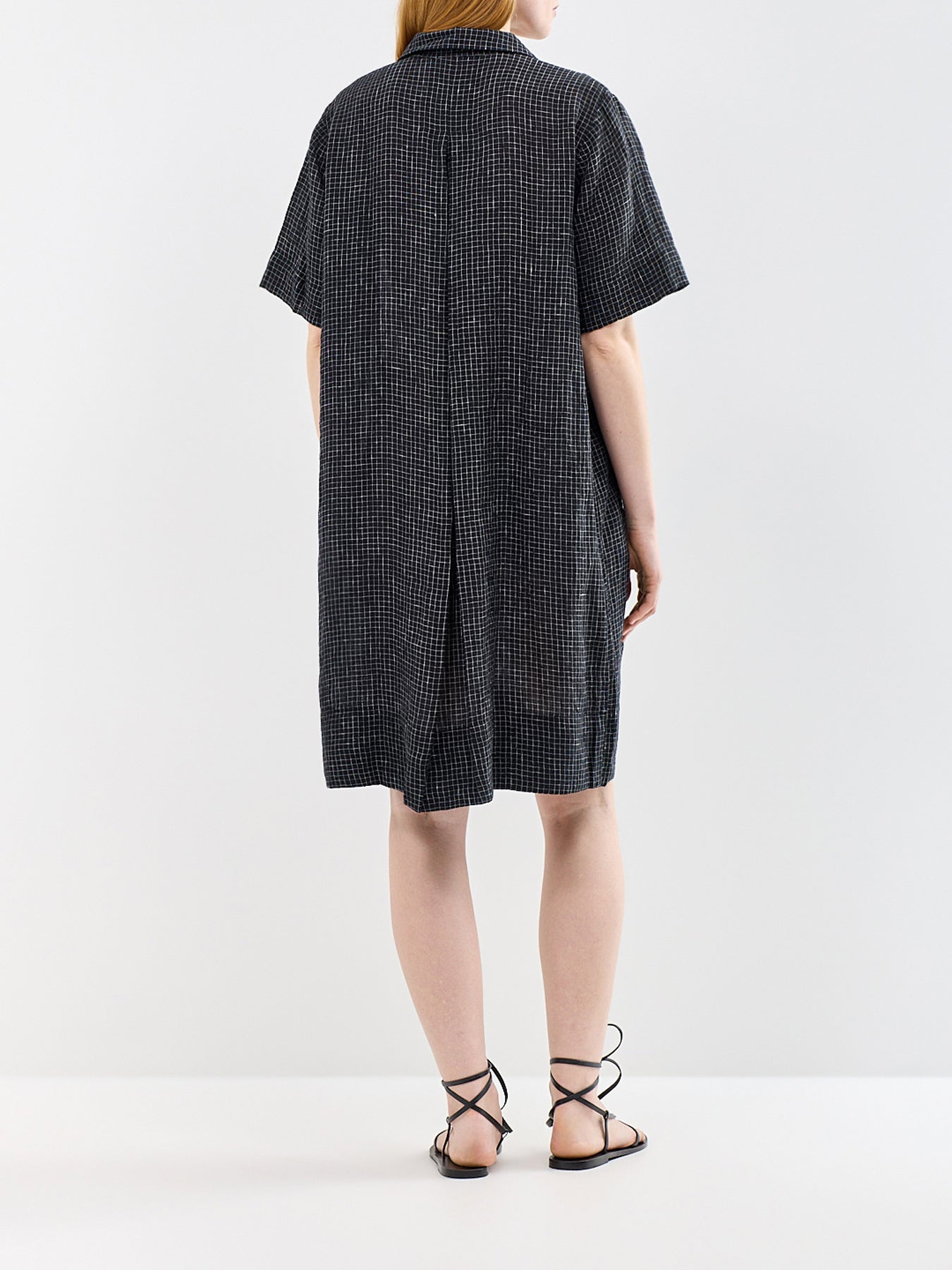 Classic Collar Shirt Dress Black