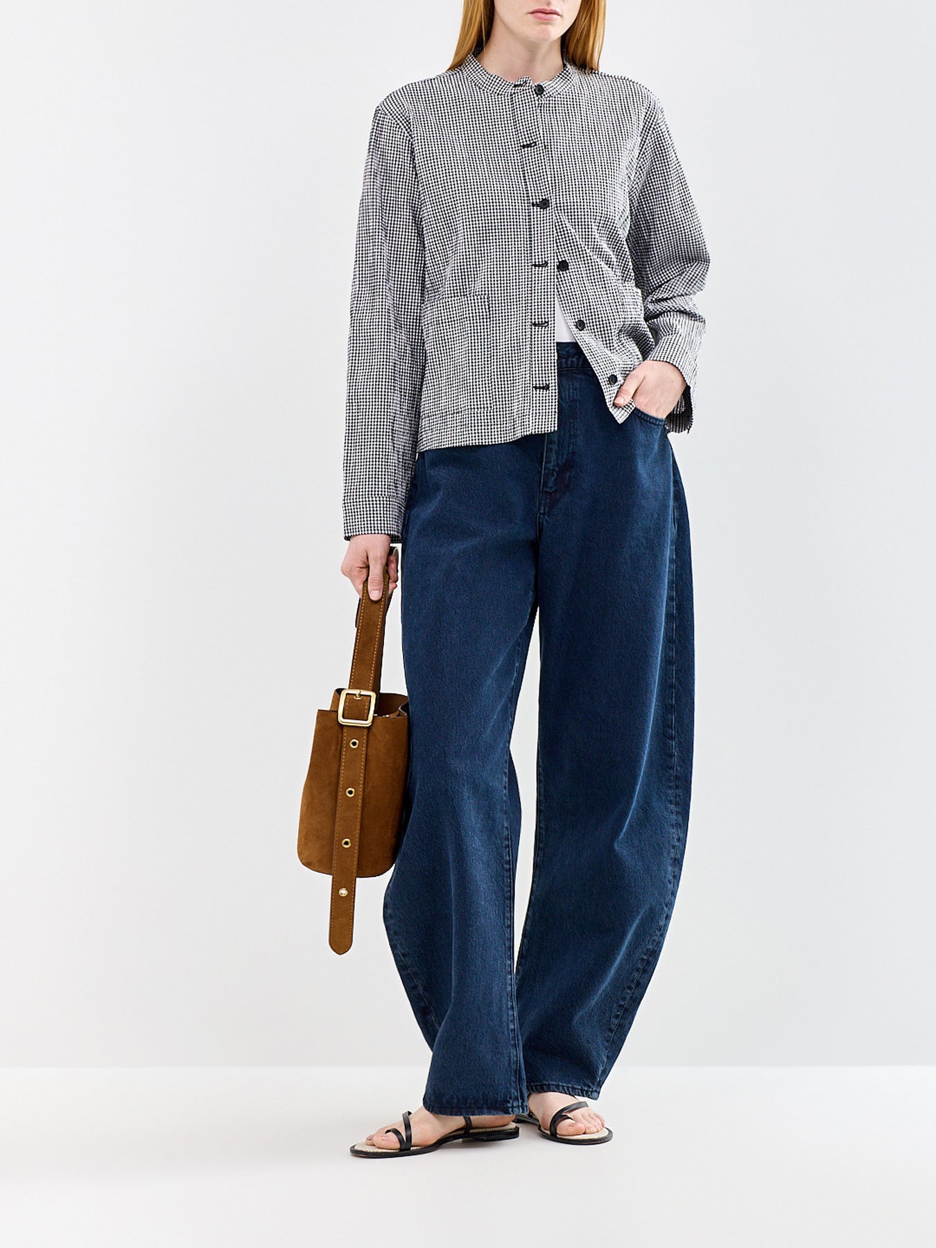 Mandarin Collar Shirt Jacket Print