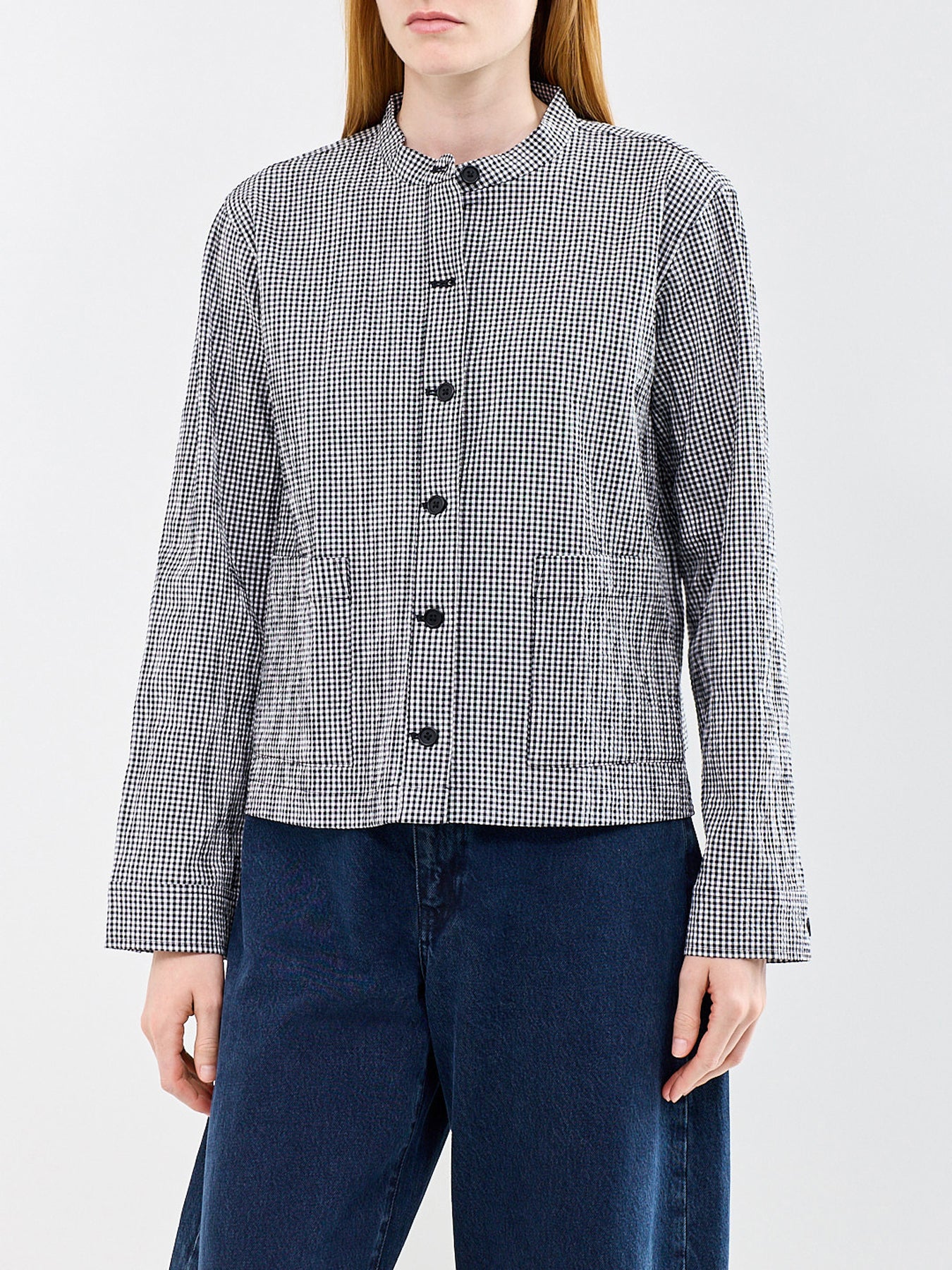 Mandarin Collar Shirt Jacket Print