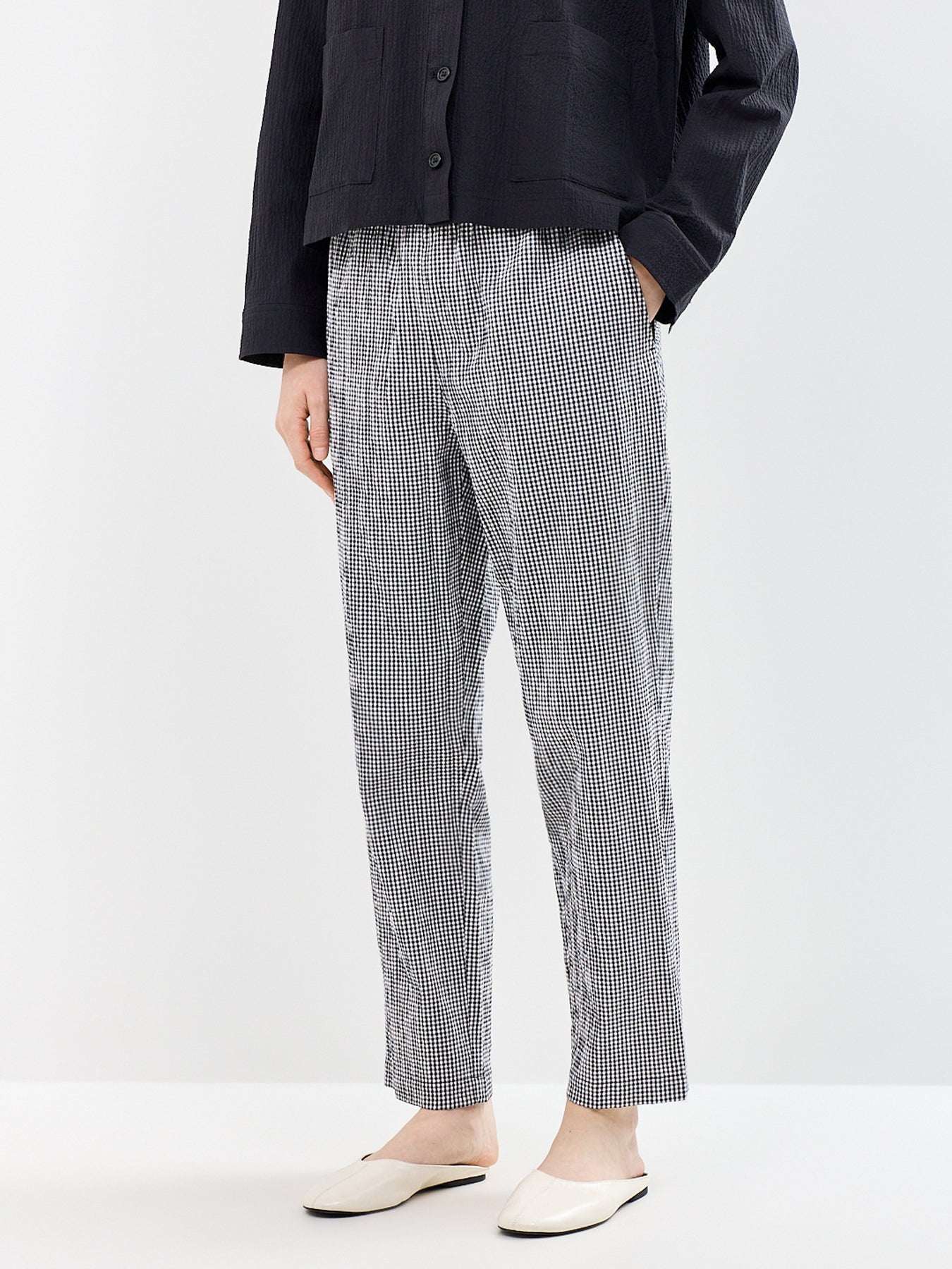 High Waisted Tapered Ankle Trousers Print