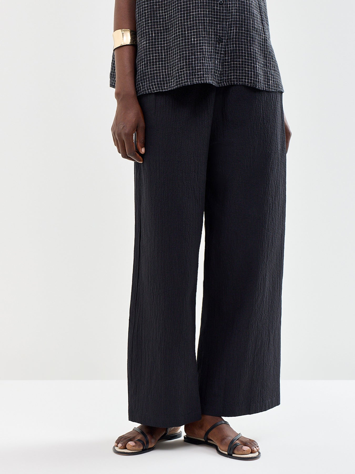 Ankle Wide Leg Trousers Black