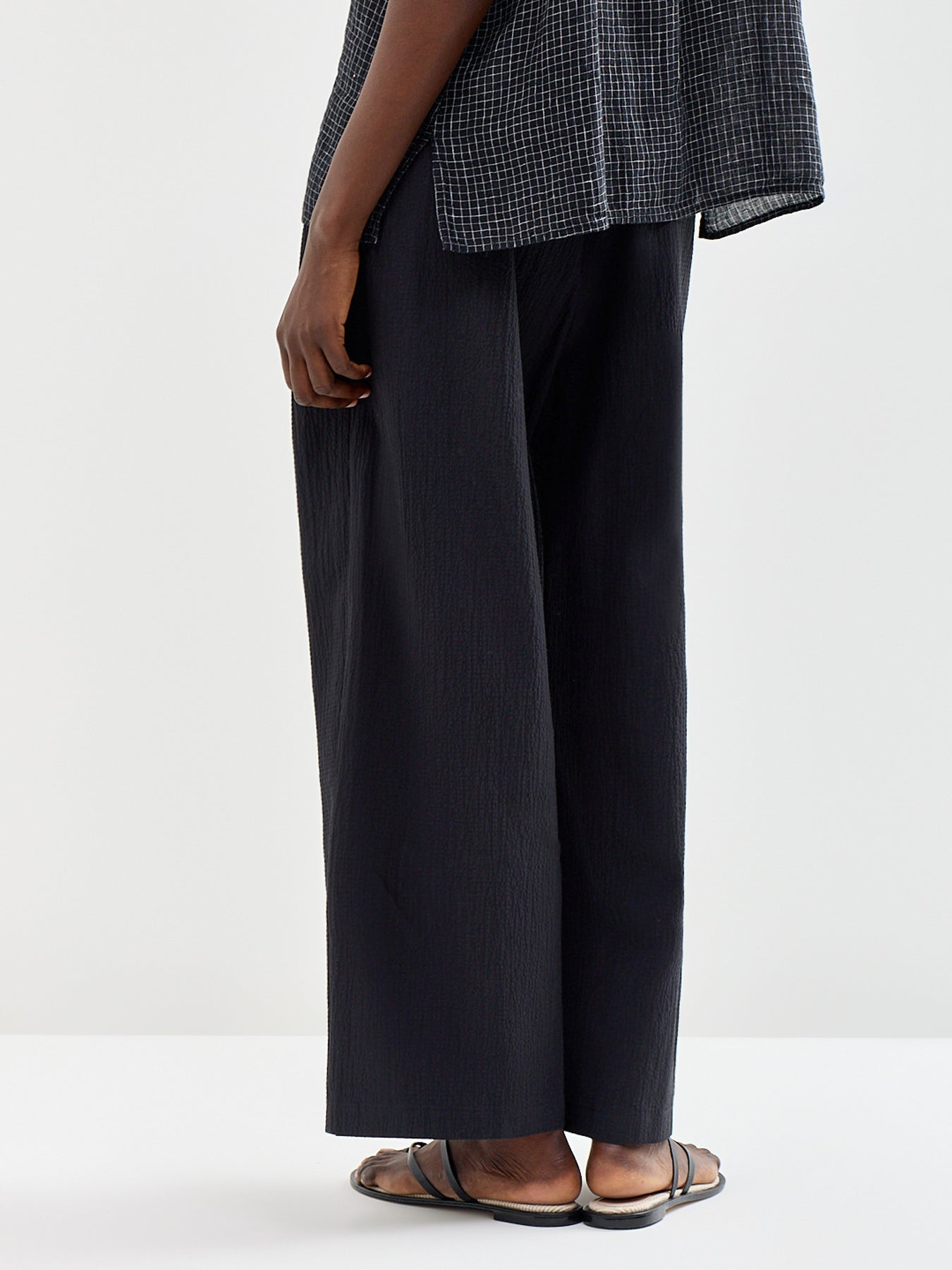 Ankle Wide Leg Trousers Black