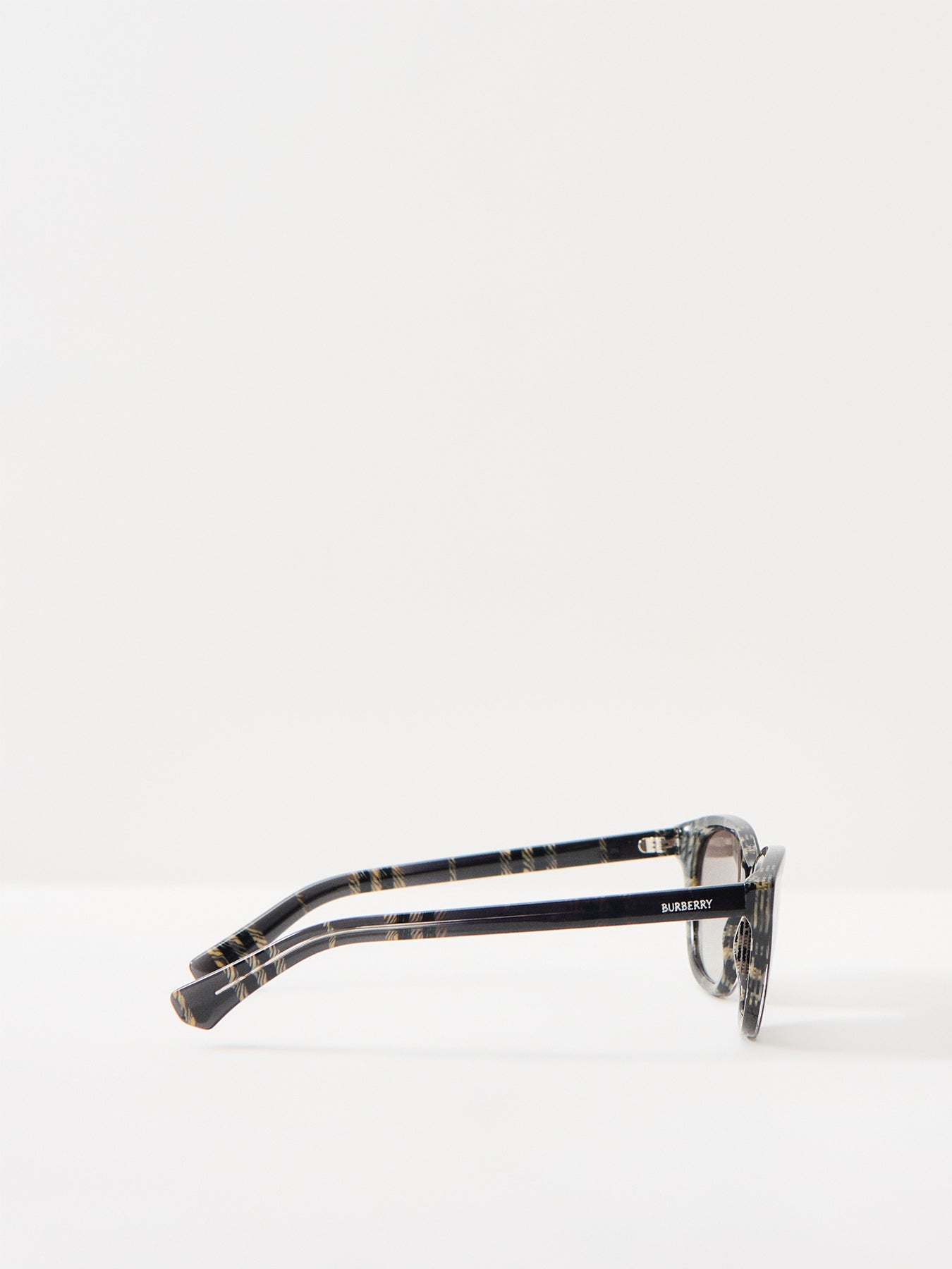 0BE4486 Round Check Sunglasses Black