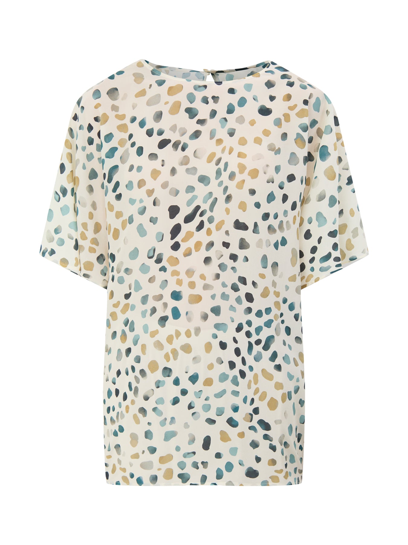 Uomo Silk Blouse White Pebbles Print