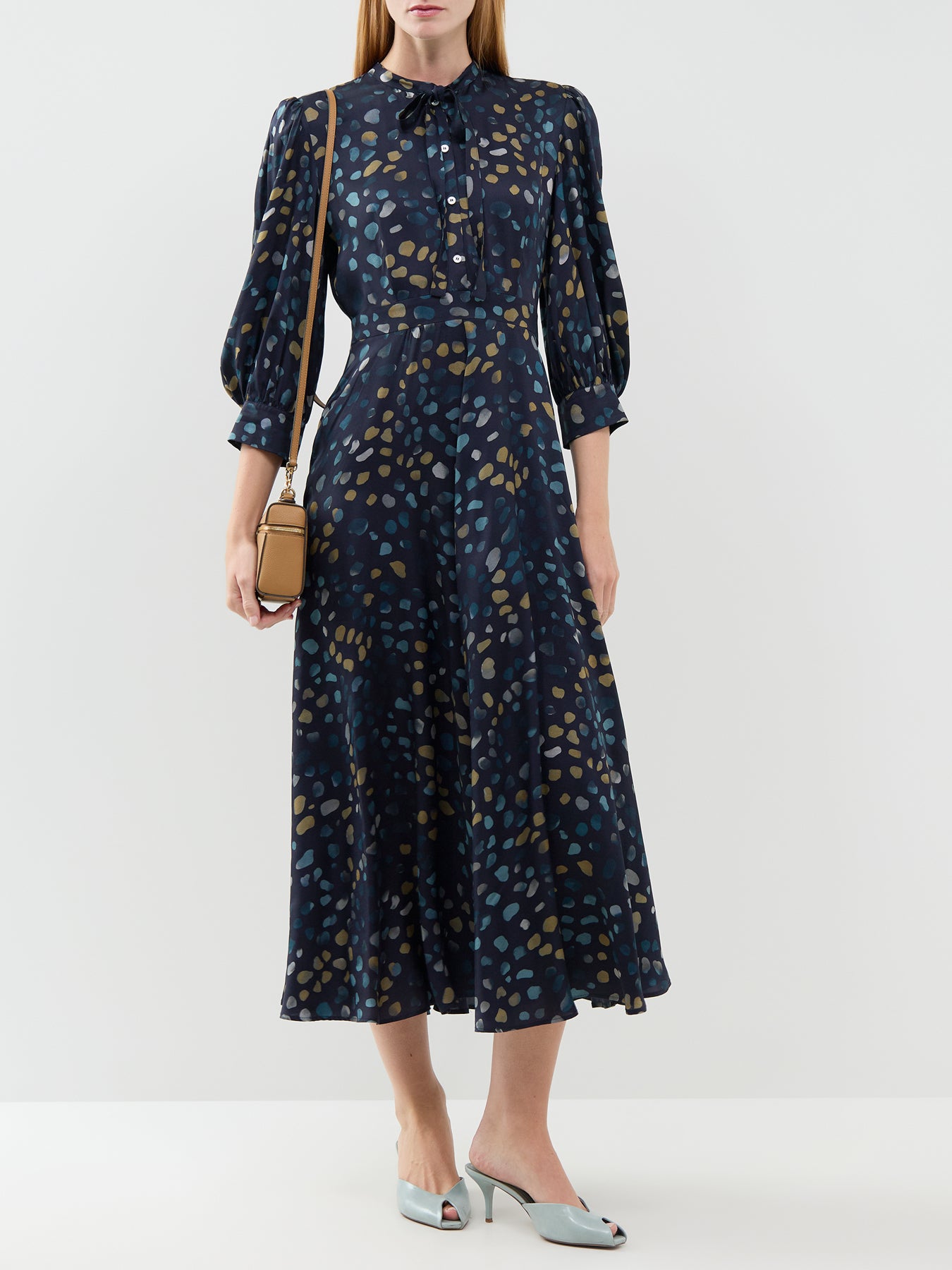 Fulcro Pebbles Print Midi Shirt Dress