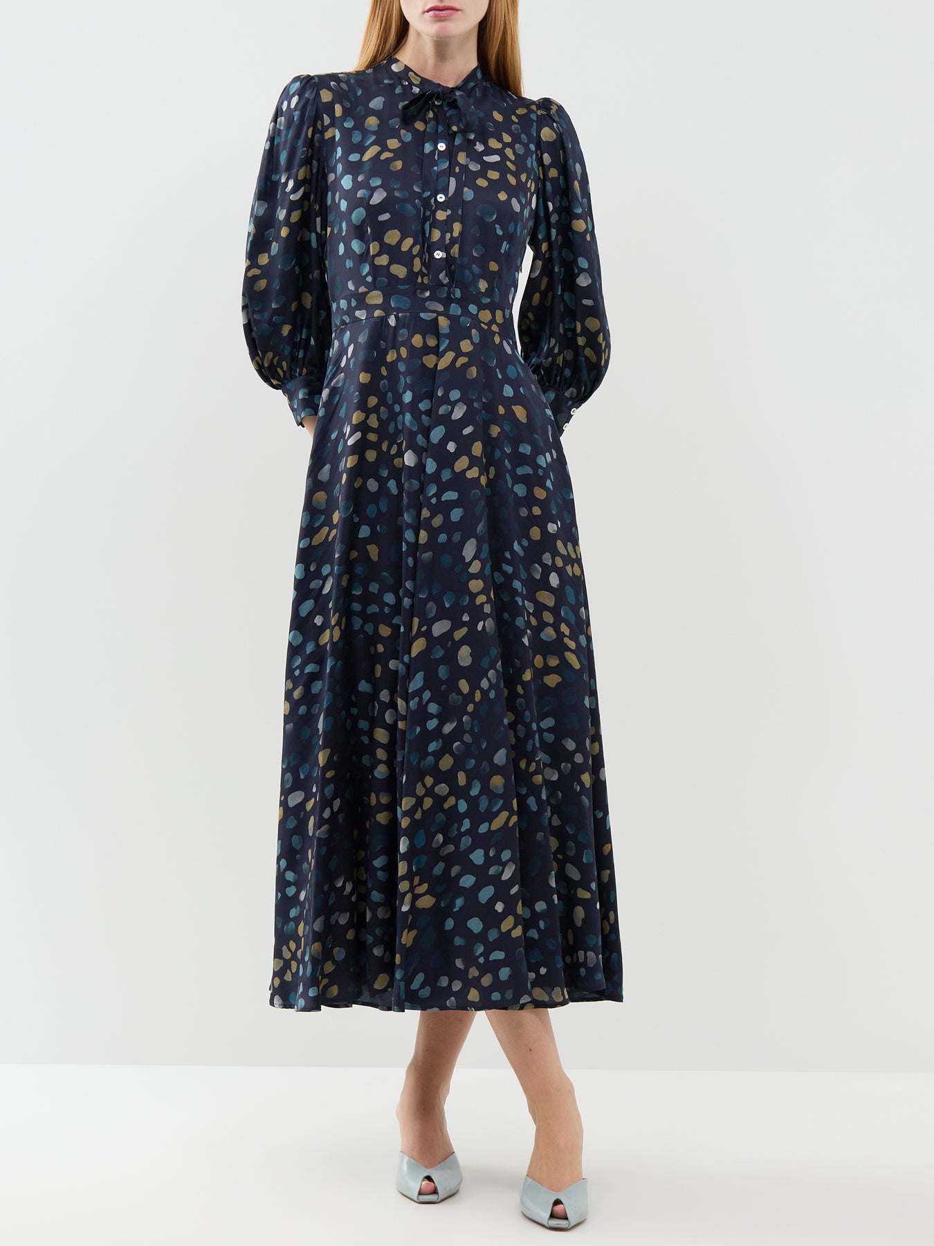 Fulcro Pebbles Print Midi Shirt Dress