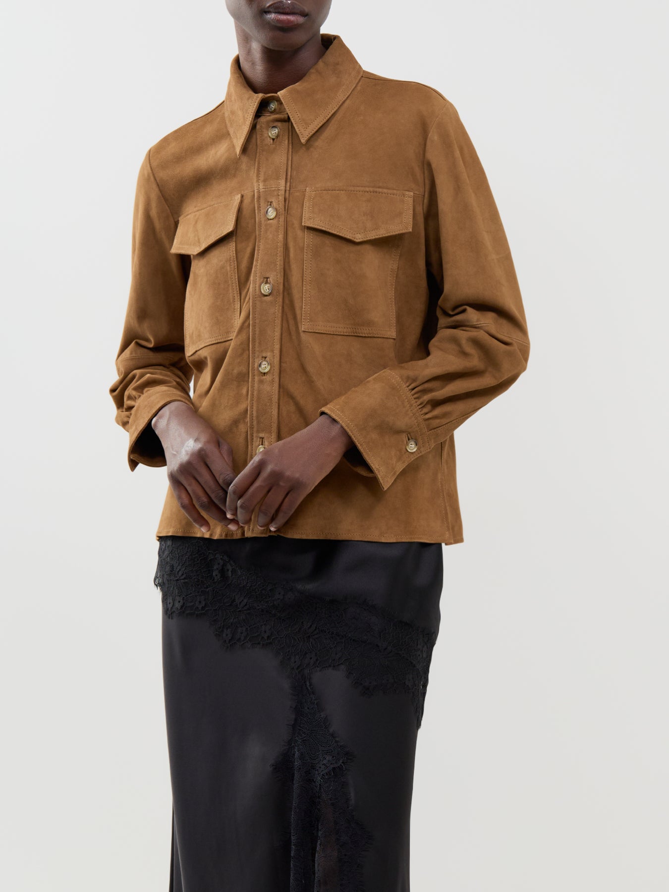Goat Suede Leather Giallo Jacket - Ochre