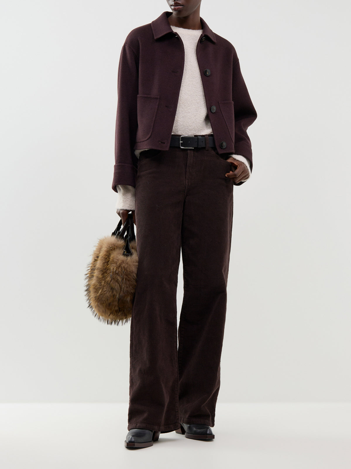 Virgin Wool Blend Tempio Short Coat - Brown