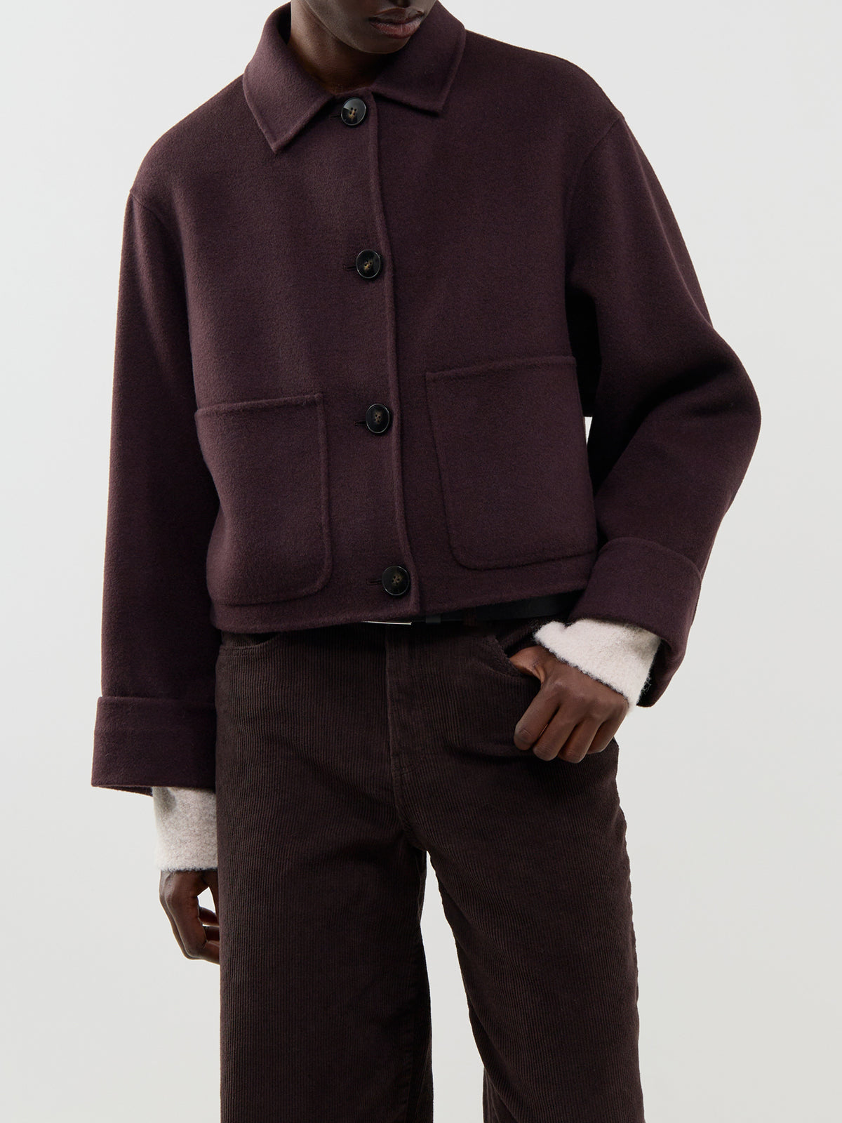 Virgin Wool Blend Tempio Short Coat - Brown