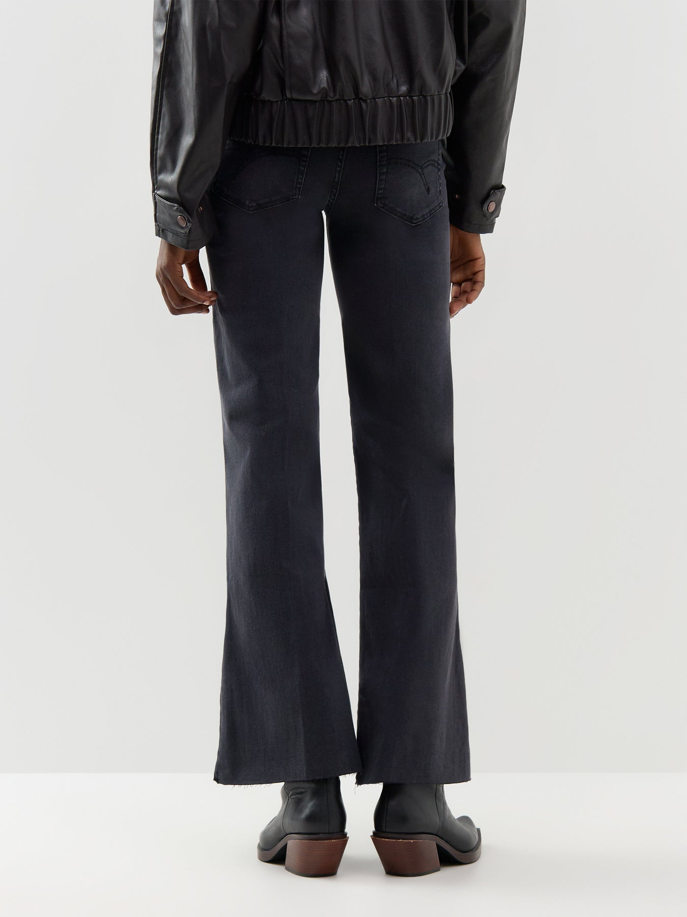 Cotton Blend Wlcrop Wide-Leg Jeans - Black