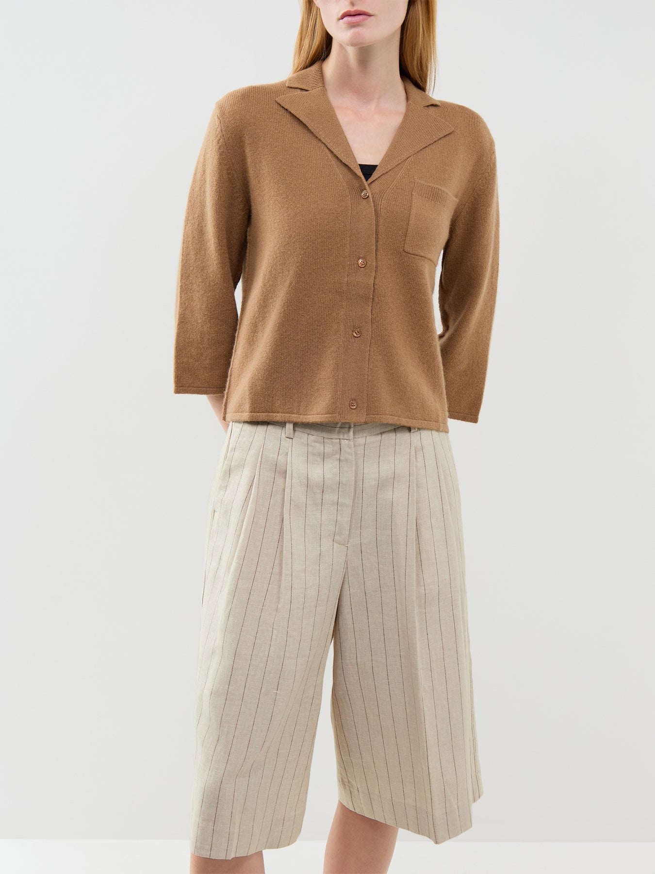 Alpaca Wool Cashmere Cardigan Camel