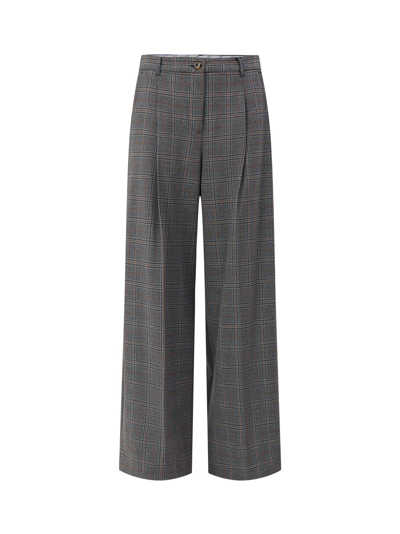 Carena Wide Leg Check Trousers Grey