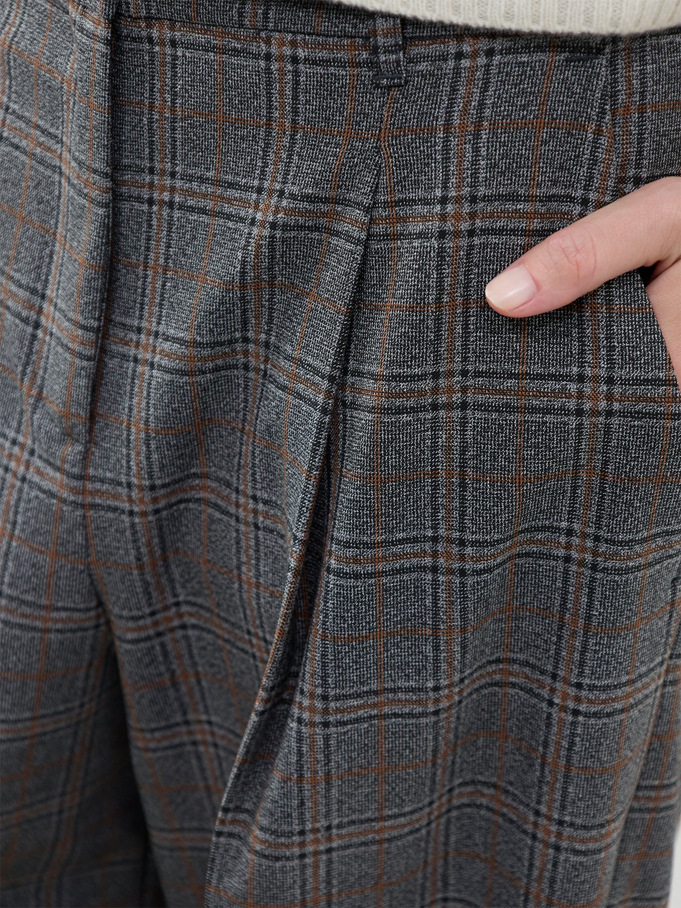 Carena Wide Leg Check Trousers Grey