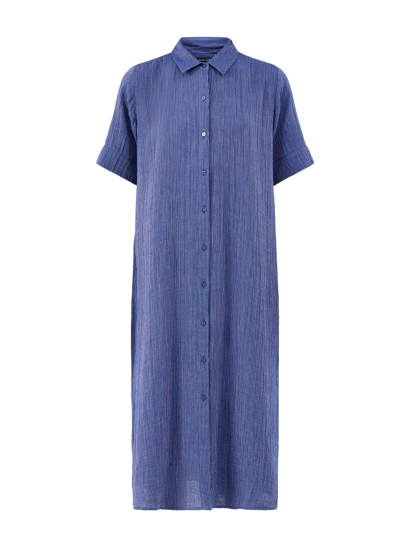 Classic Collar C/L Shirt Dress W/ Short Slvs Deep Dive Blue