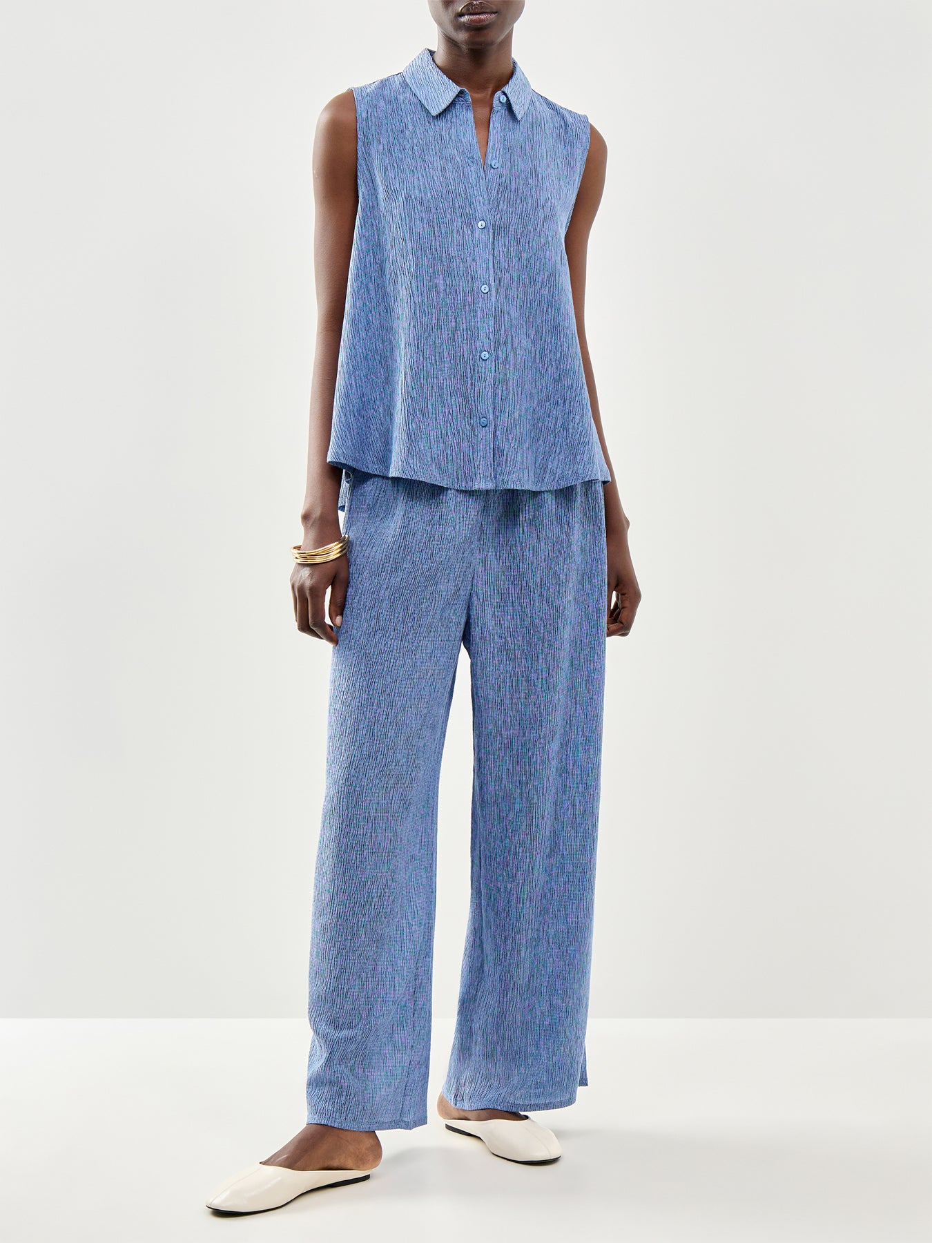 Wide Ankle Trousers Blue