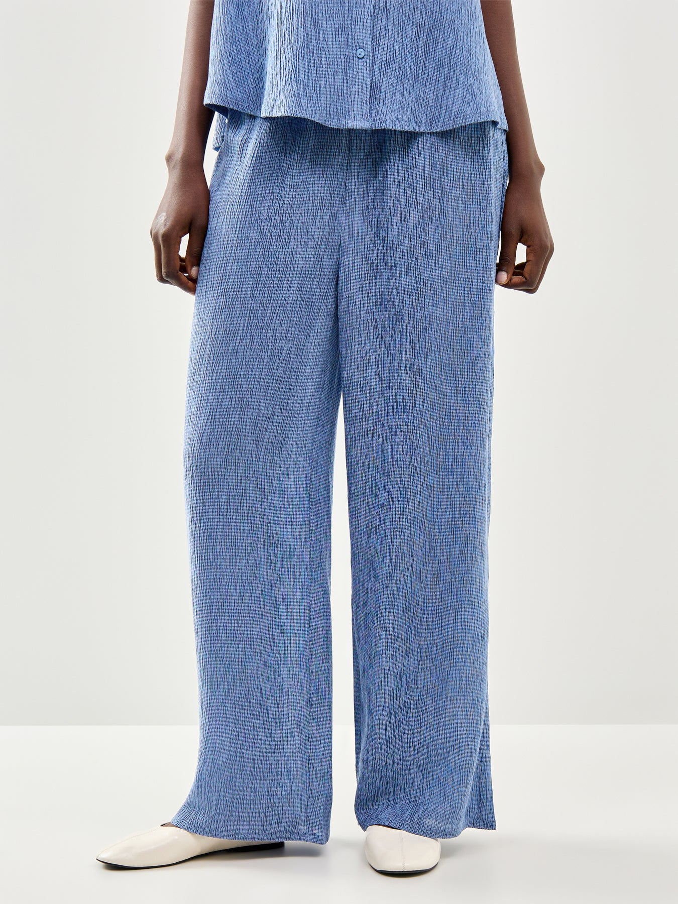 Wide Ankle Trousers Blue