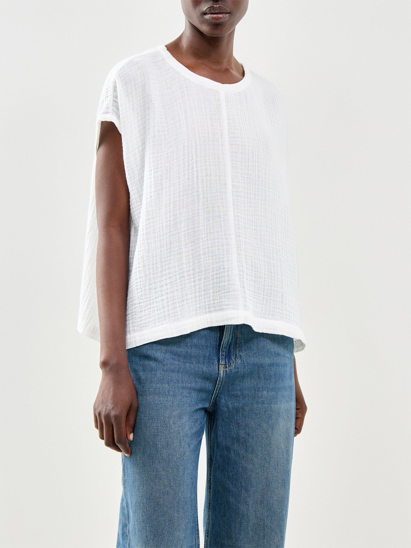 Round Neck Boxy Top White