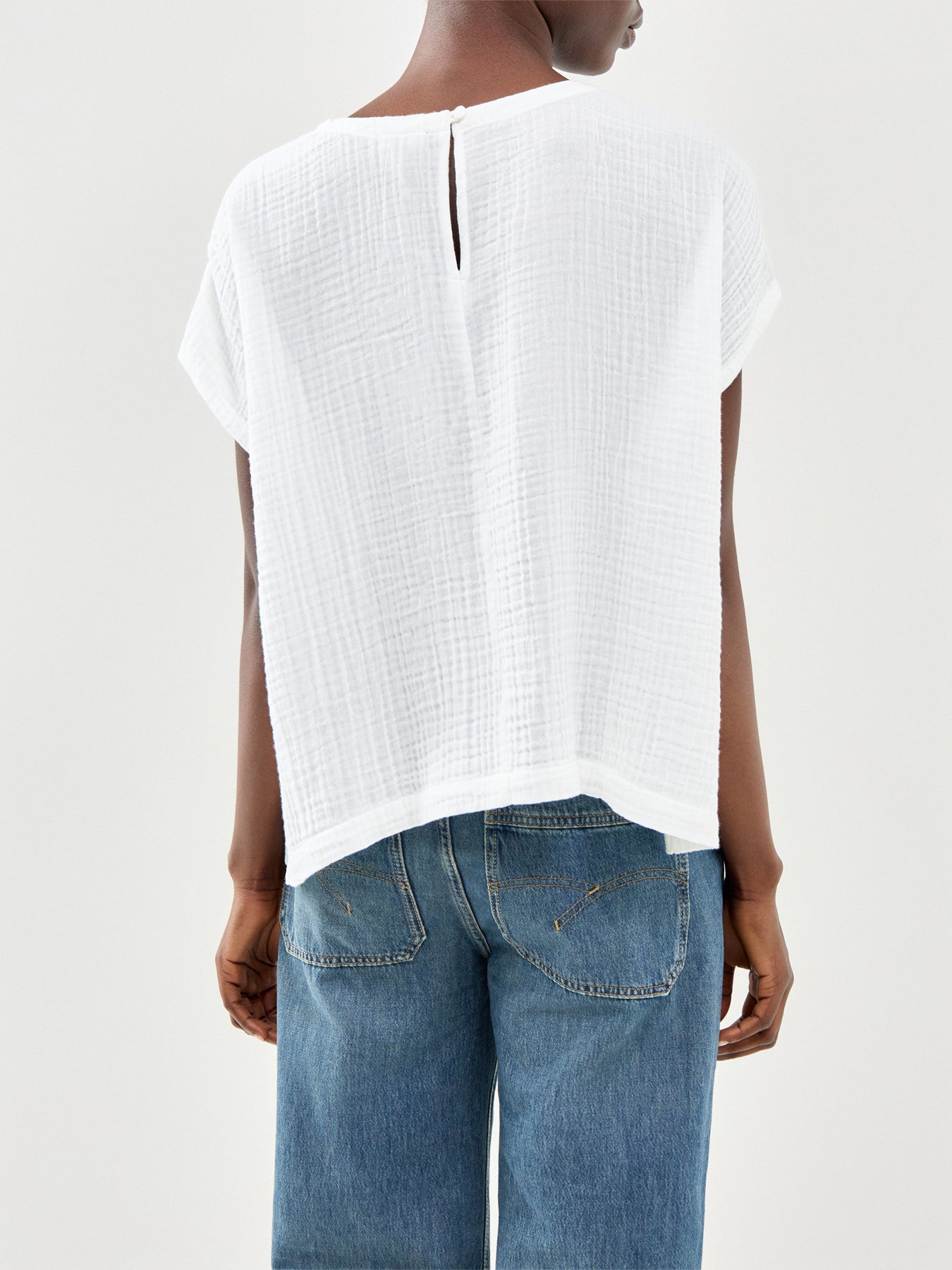 Round Neck Boxy Top White