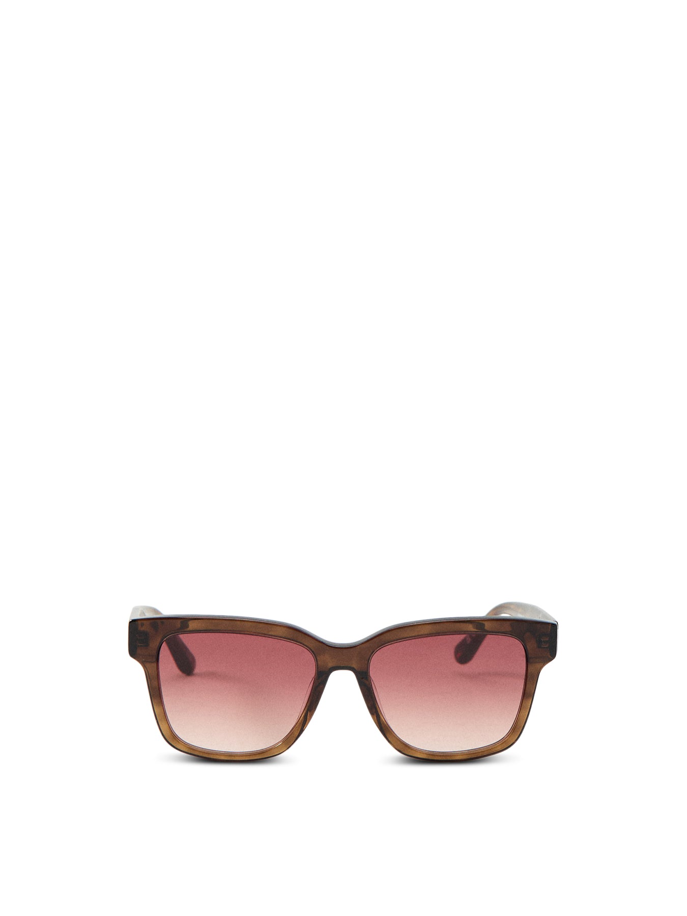 BAS3097122 Square Eye Patterned Sunglasses Brown