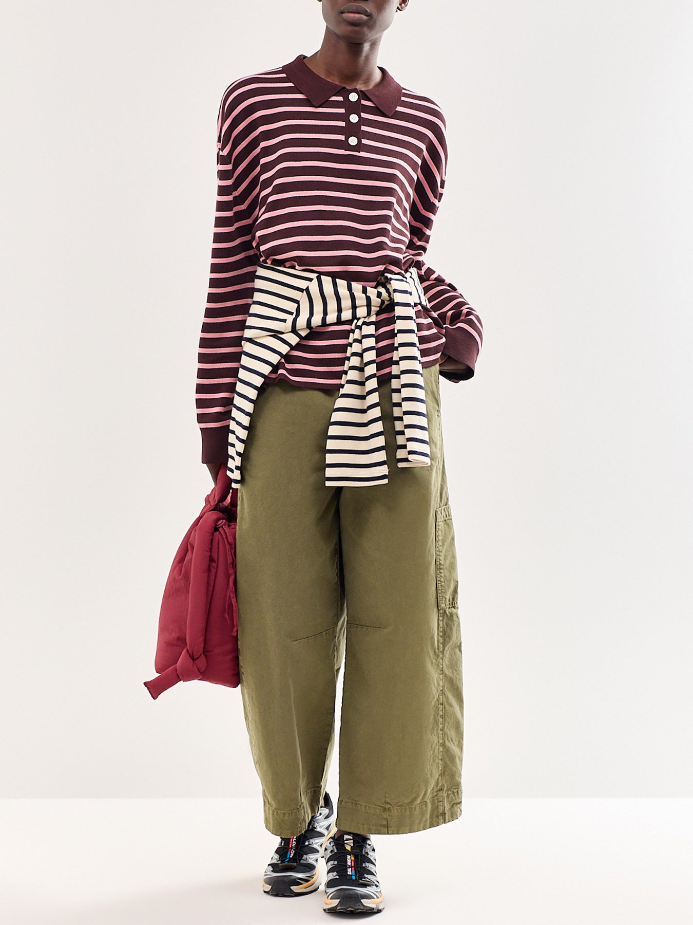 Adanne Stripe Knot Polo Top Multi