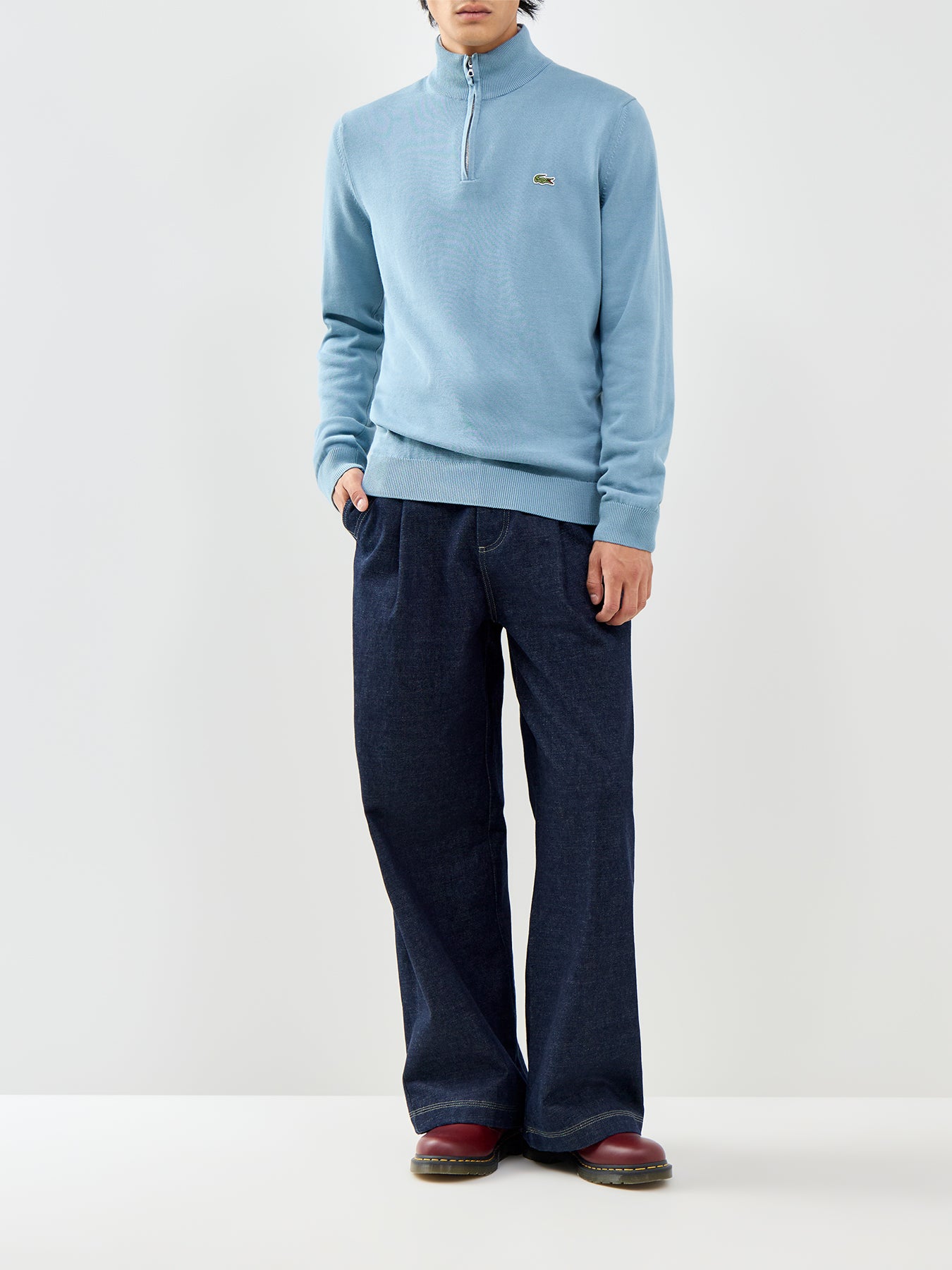 Half Zip Knit Jumper Blue