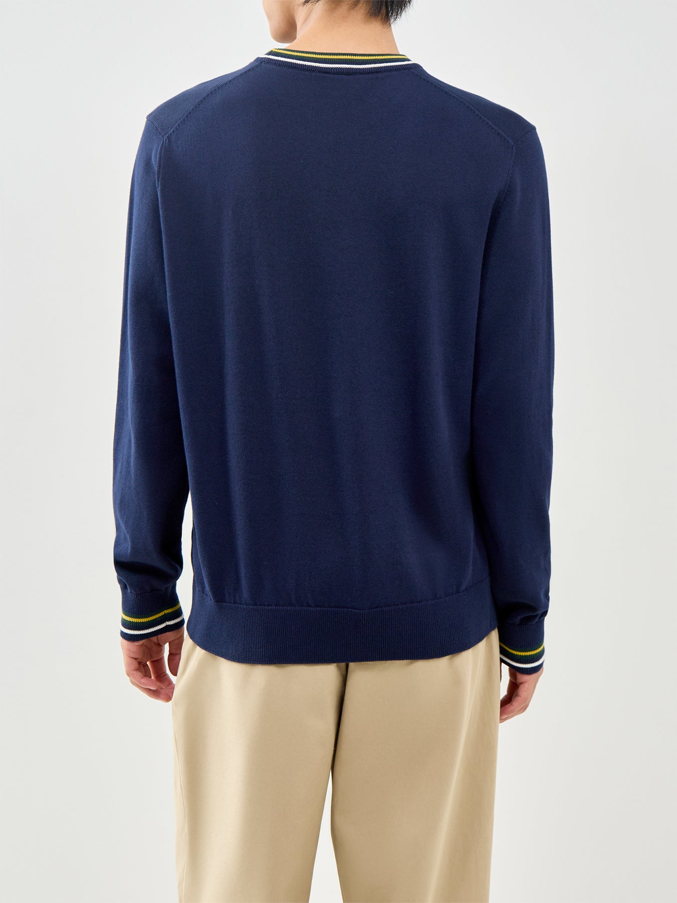Tipped Crew Neck Knit Sweatshirt Navy