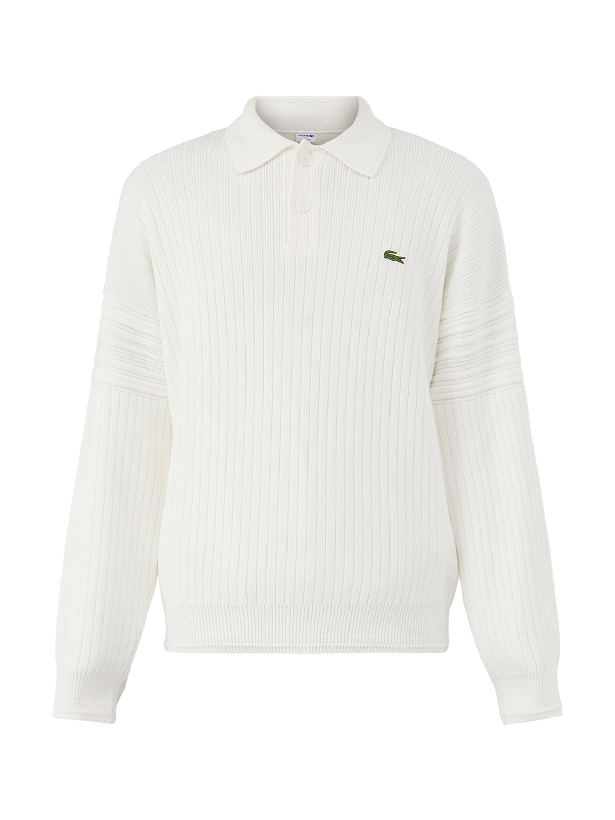 Cotton Ribbed Knitted Rugby Shirt – White