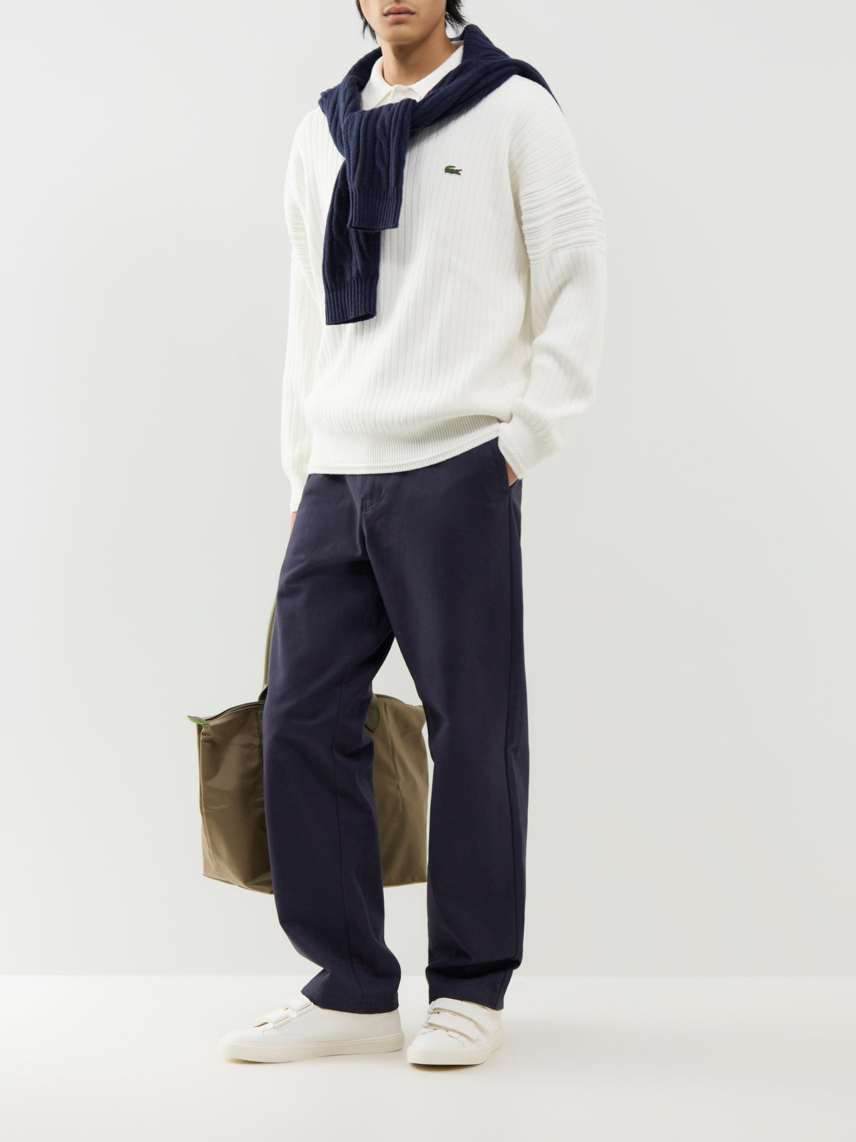 Cotton Ribbed Knitted Rugby Shirt – White