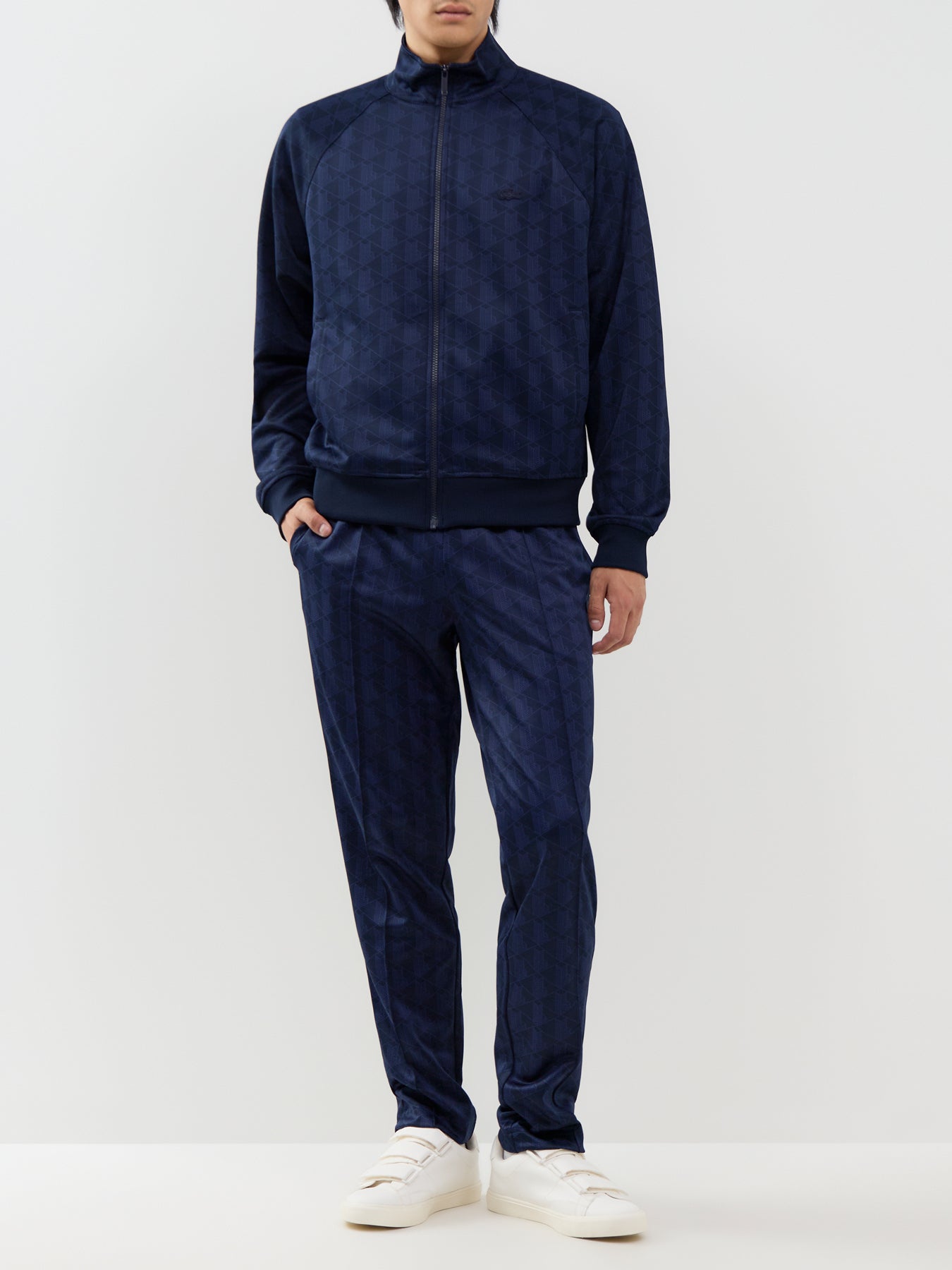 Monogram Zip-Up Track Jacket - Navy