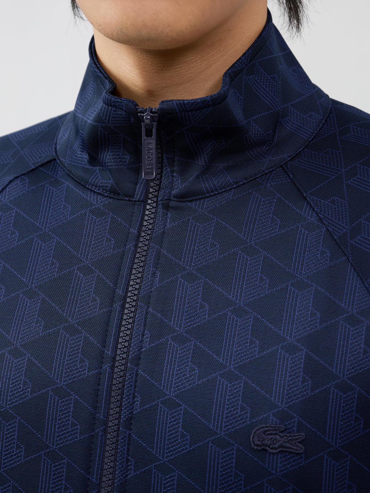 Monogram Zip-Up Track Jacket - Navy