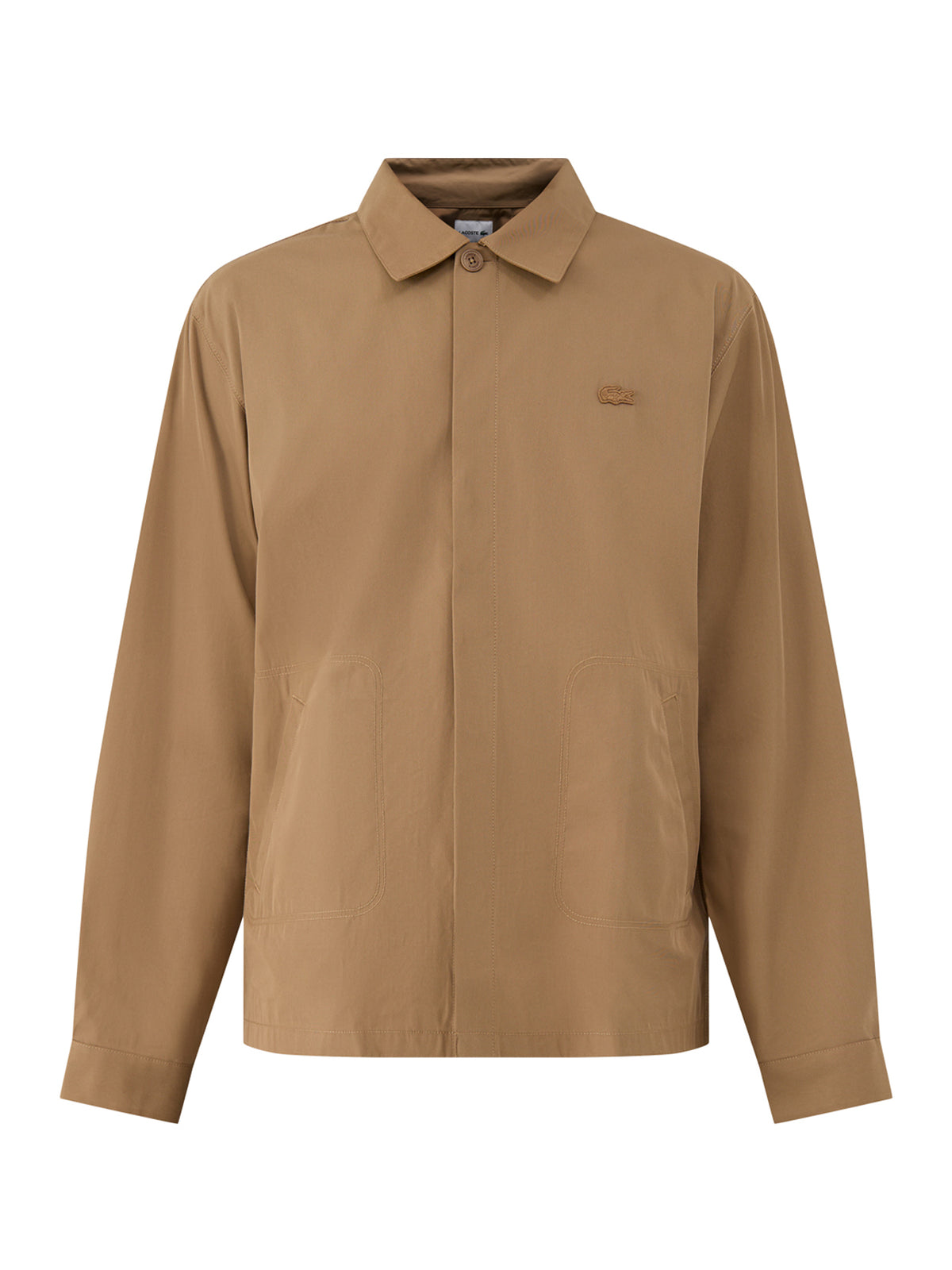 Cotton Hidden-Button Overshirt – Tan