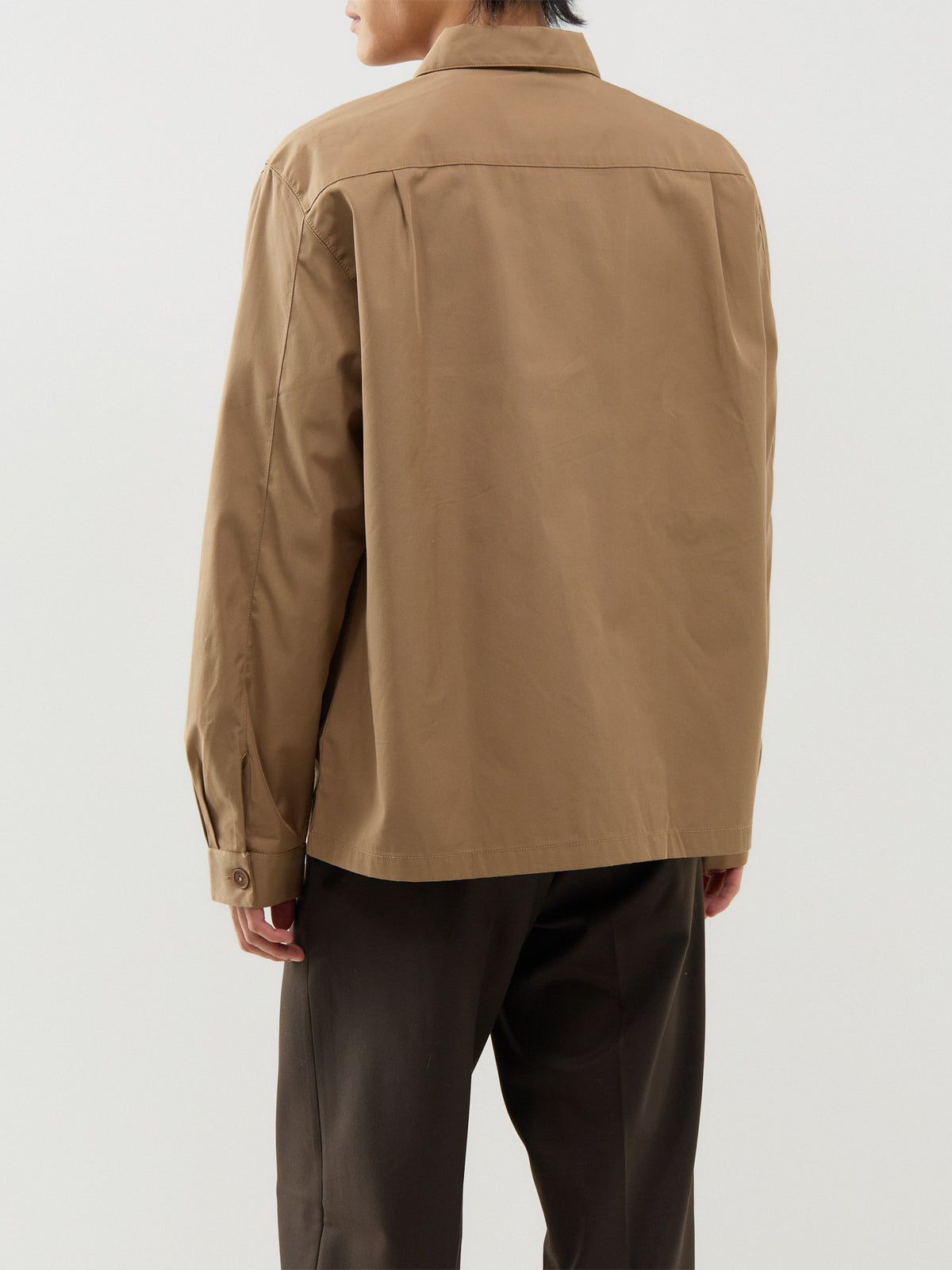 Cotton Hidden-Button Overshirt – Tan