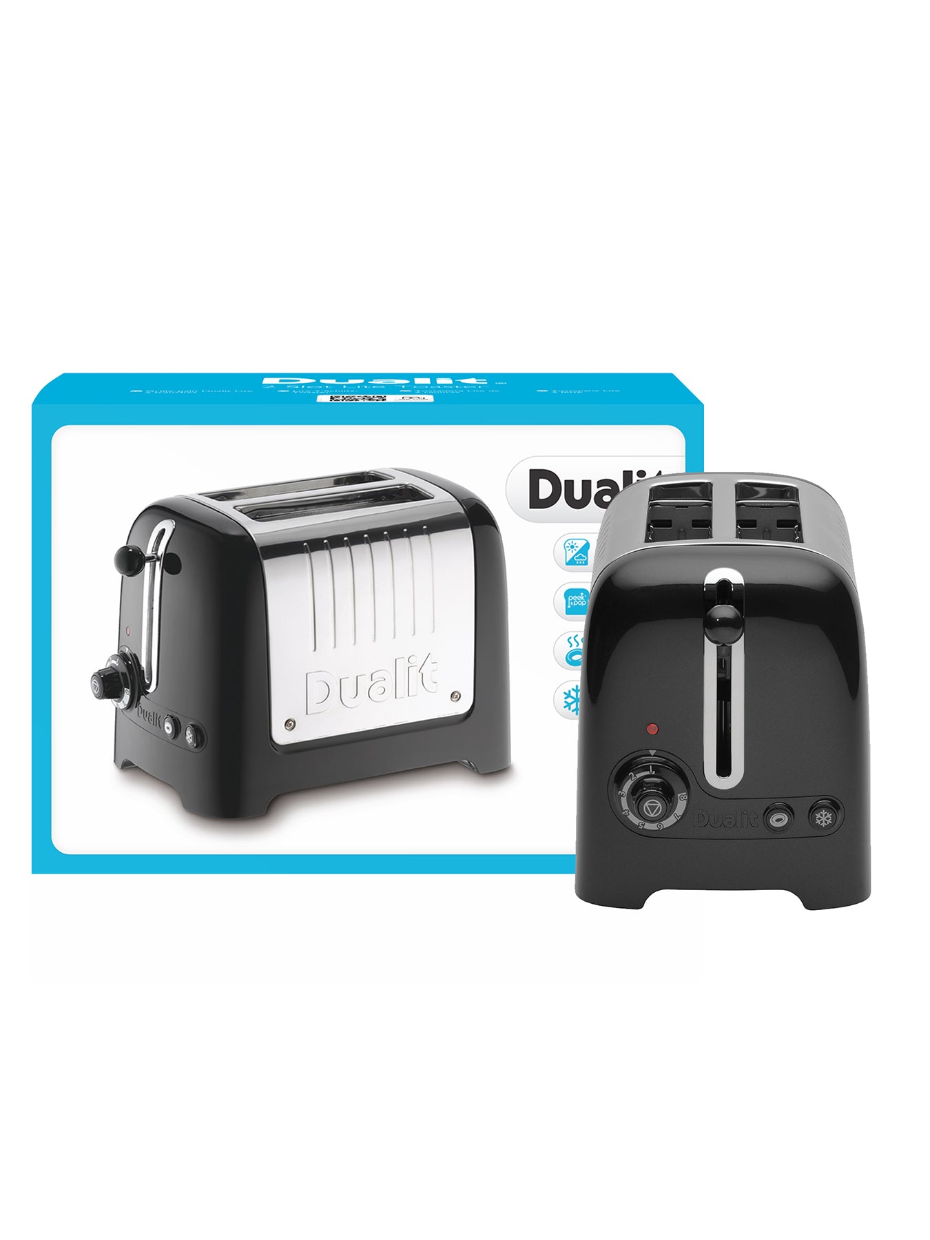 2 Slot Lite Pop Toaster Black Gloss Black