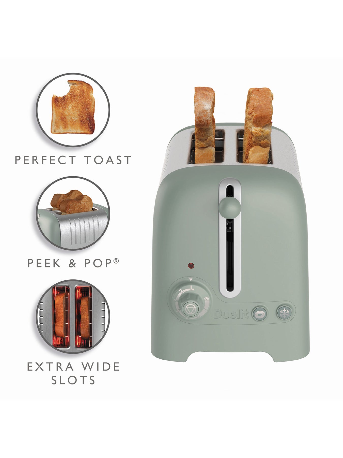 2 Slot Lite Pop Toaster Sage Green