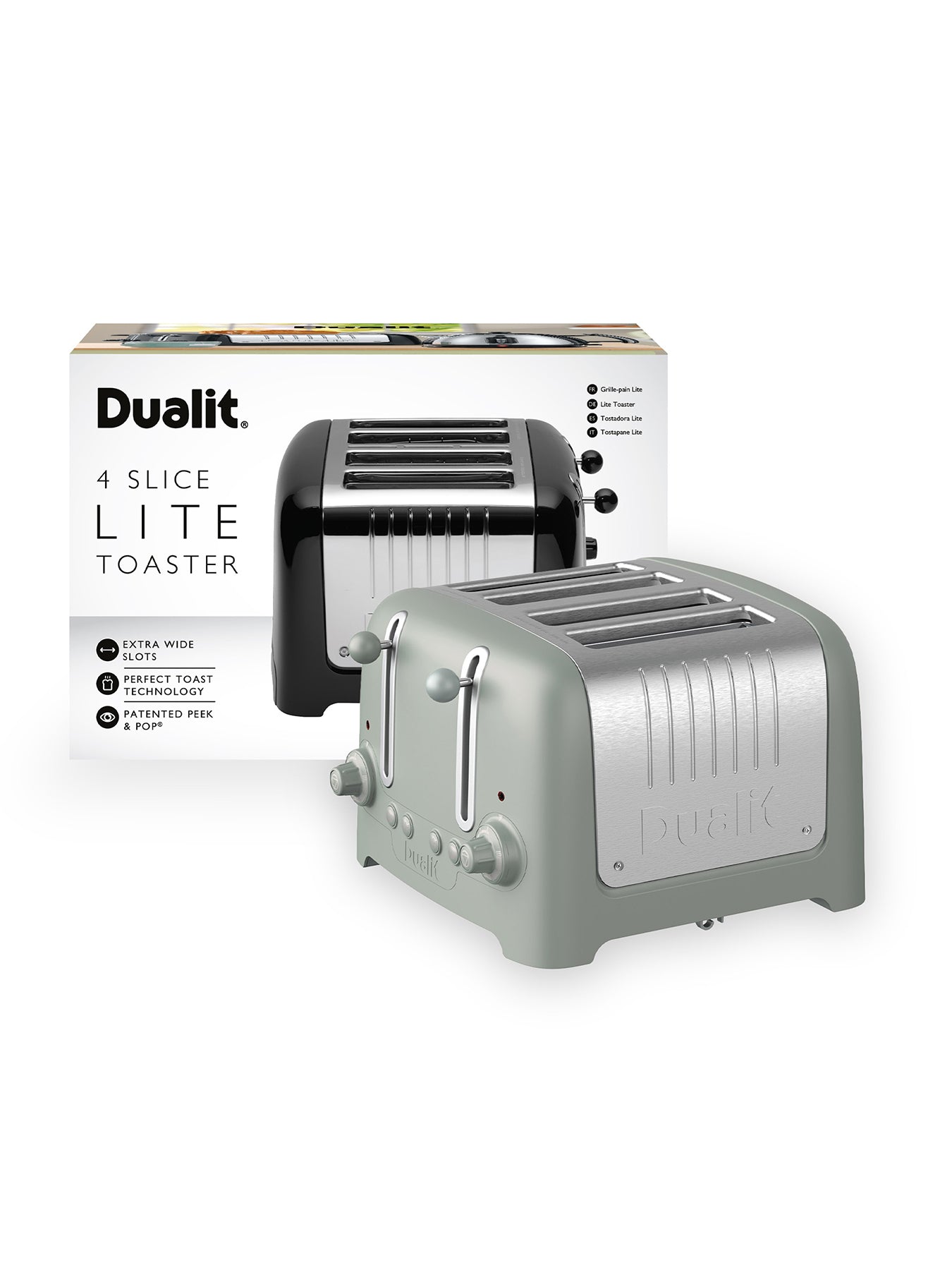 4 Slot Lite Peek & Pop Toaster Sage Green