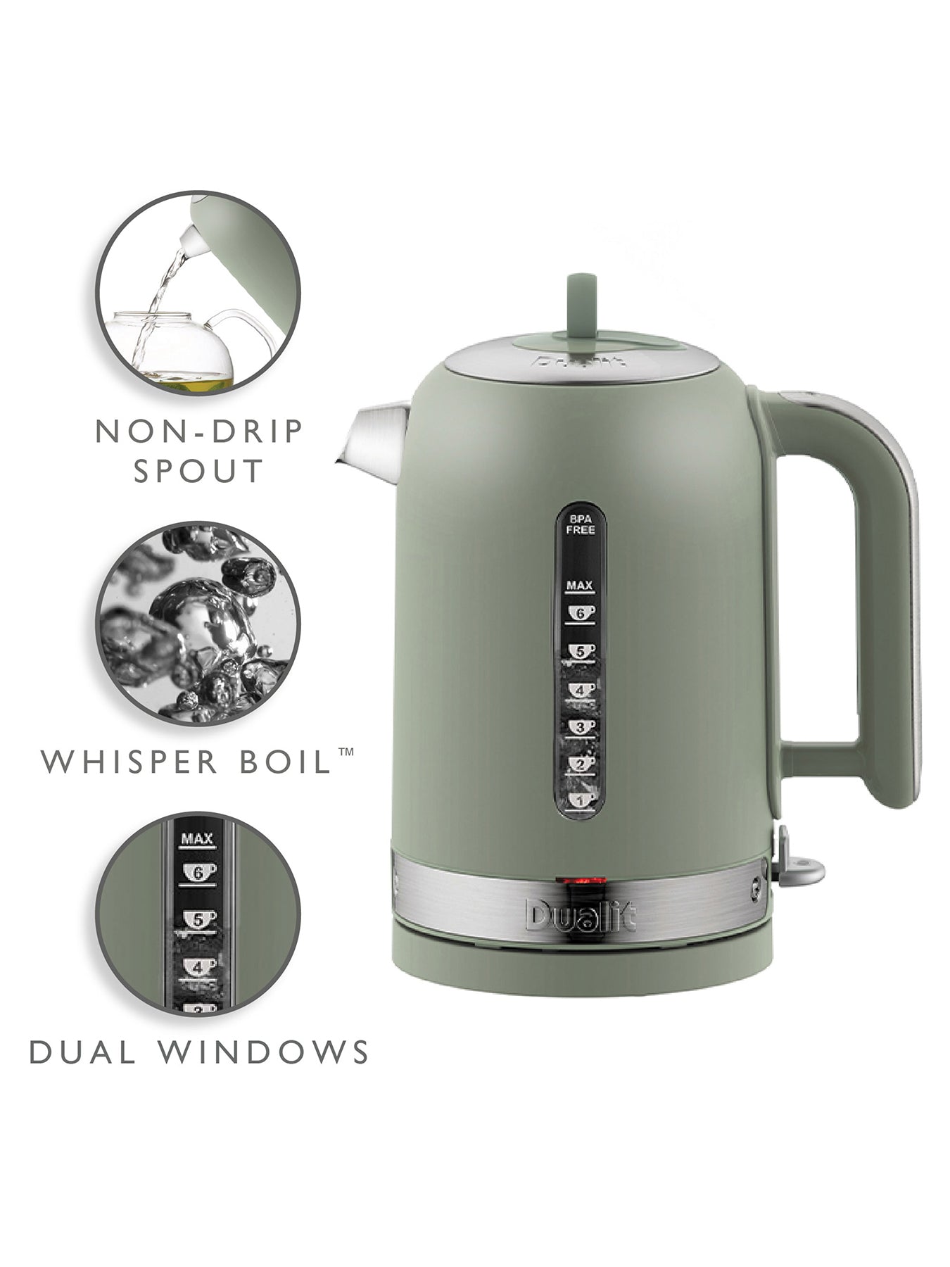 Classic Kettle Full Sage Body with Brushed Panels Green