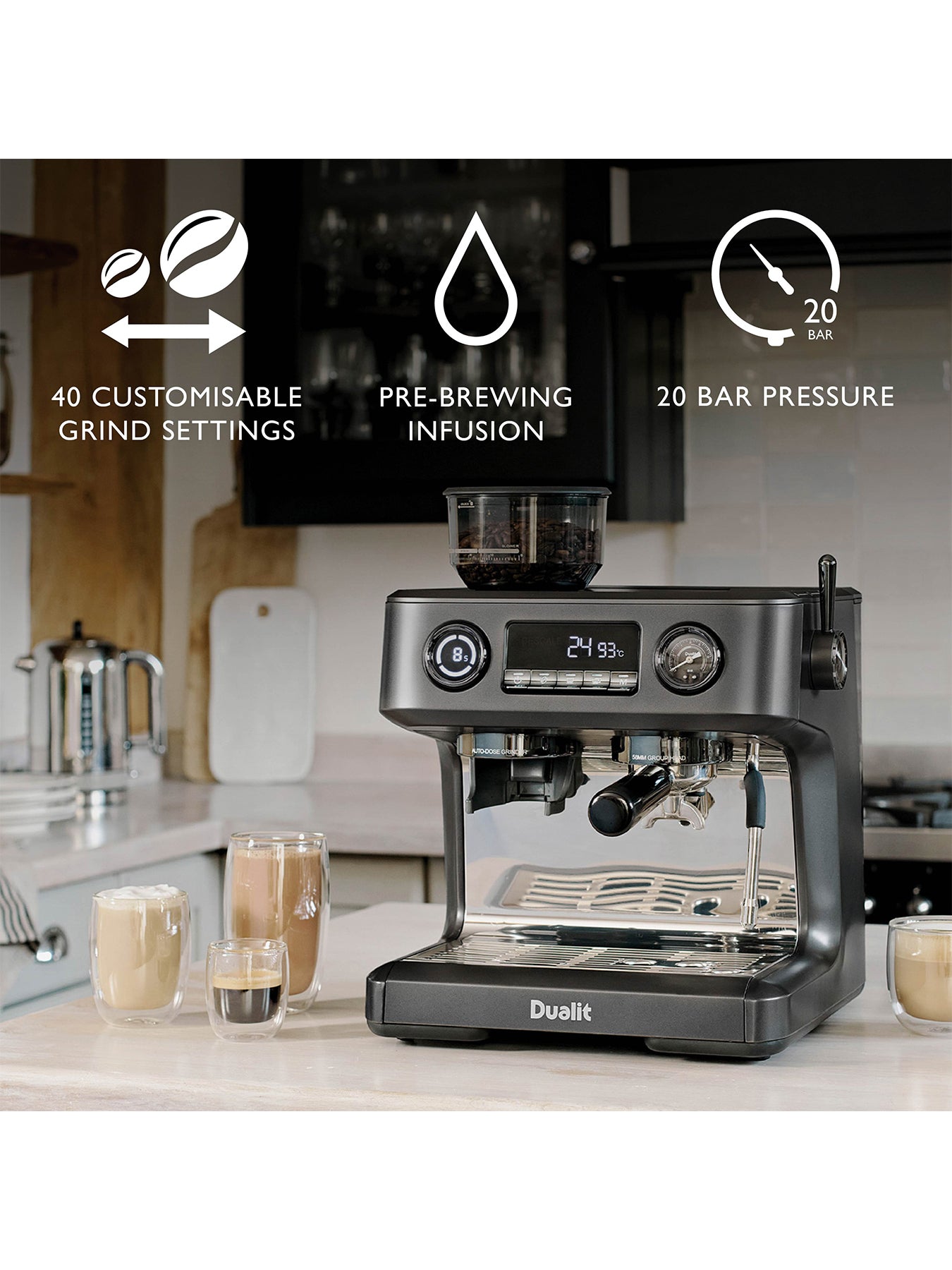 Espressivo Pro Dual Boiler Espresso Machine Grey