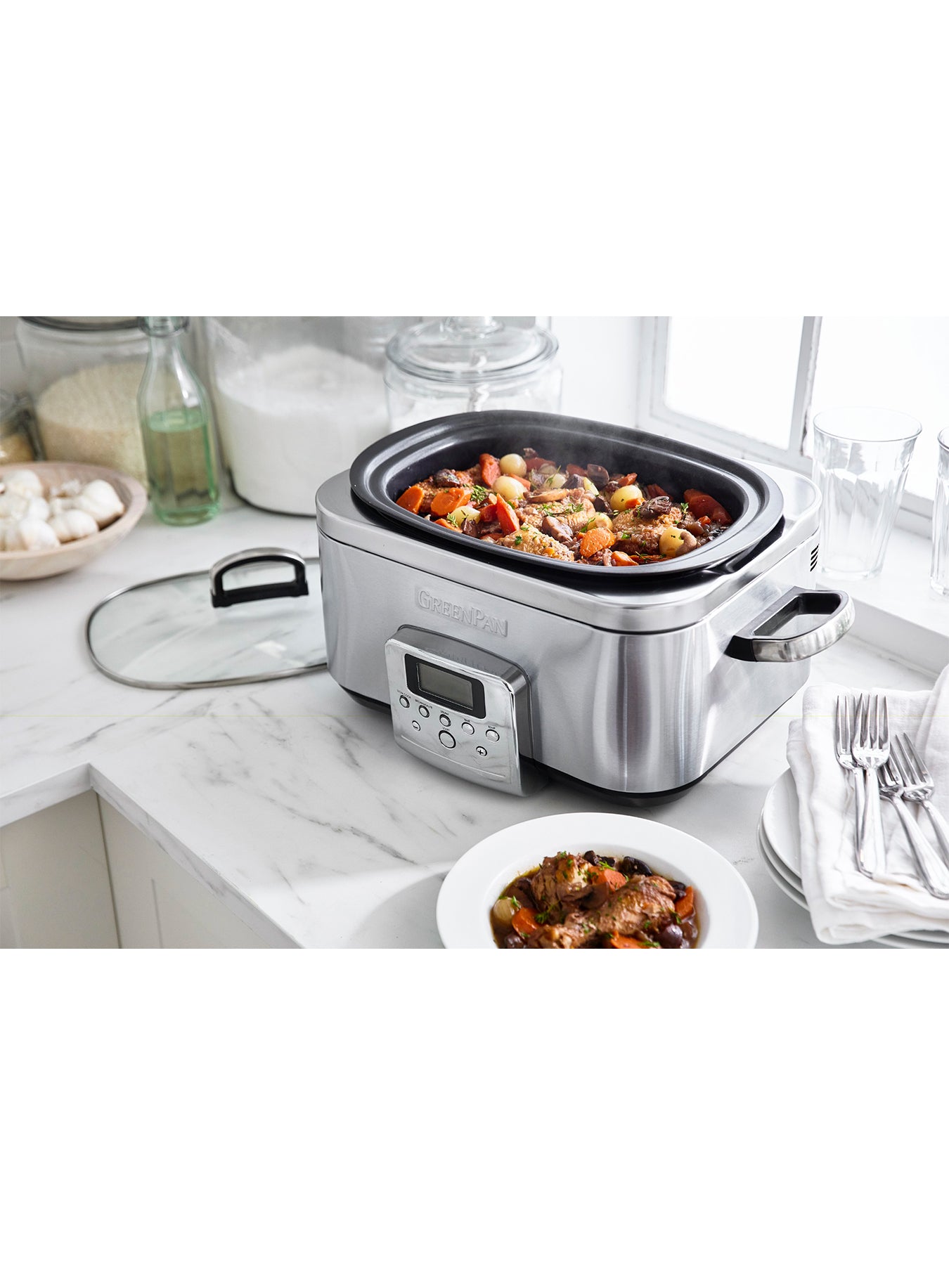 Elite Slow Cooker 6L Stainless Steel Silver