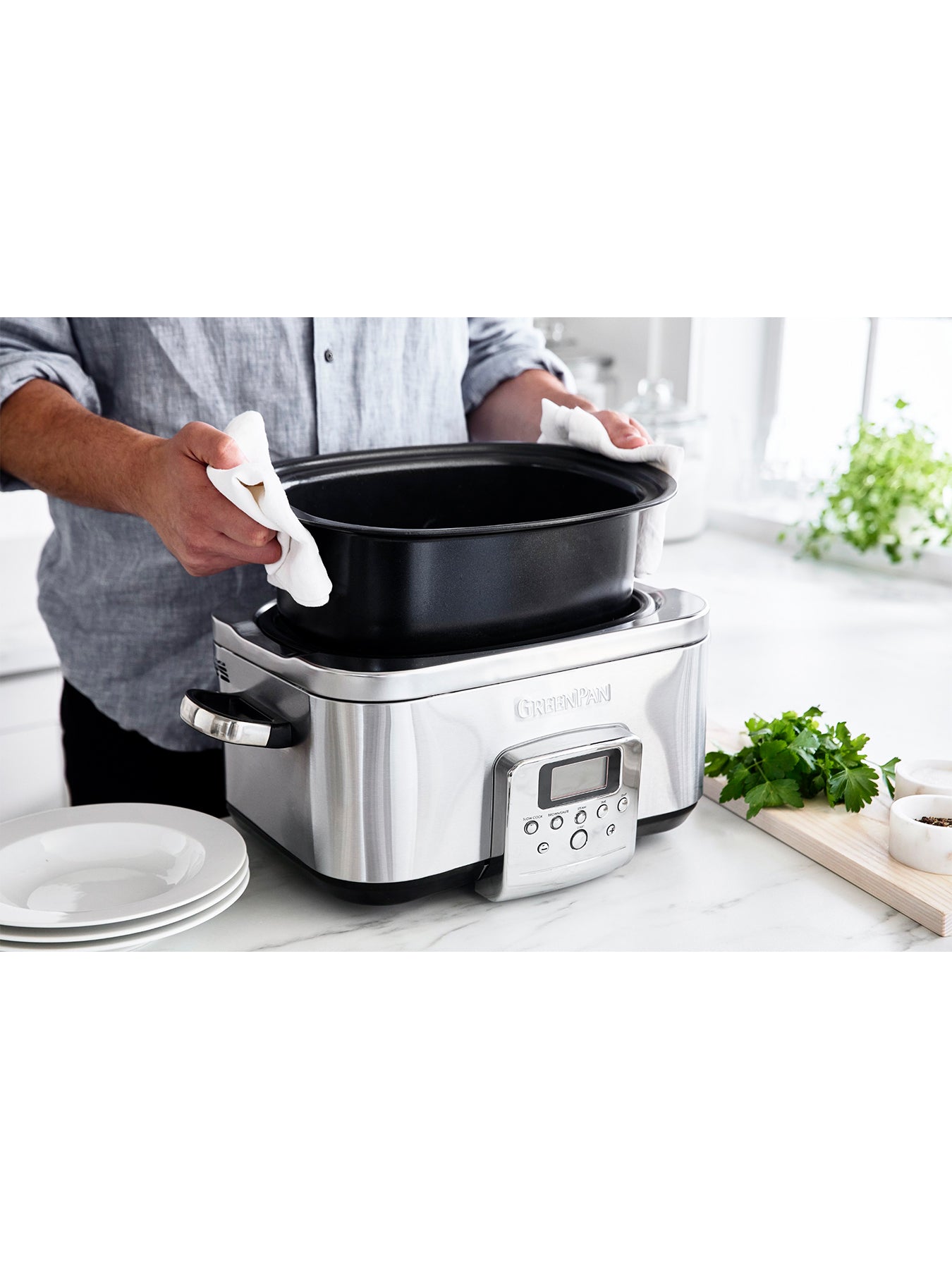 Elite Slow Cooker 6L Stainless Steel Silver