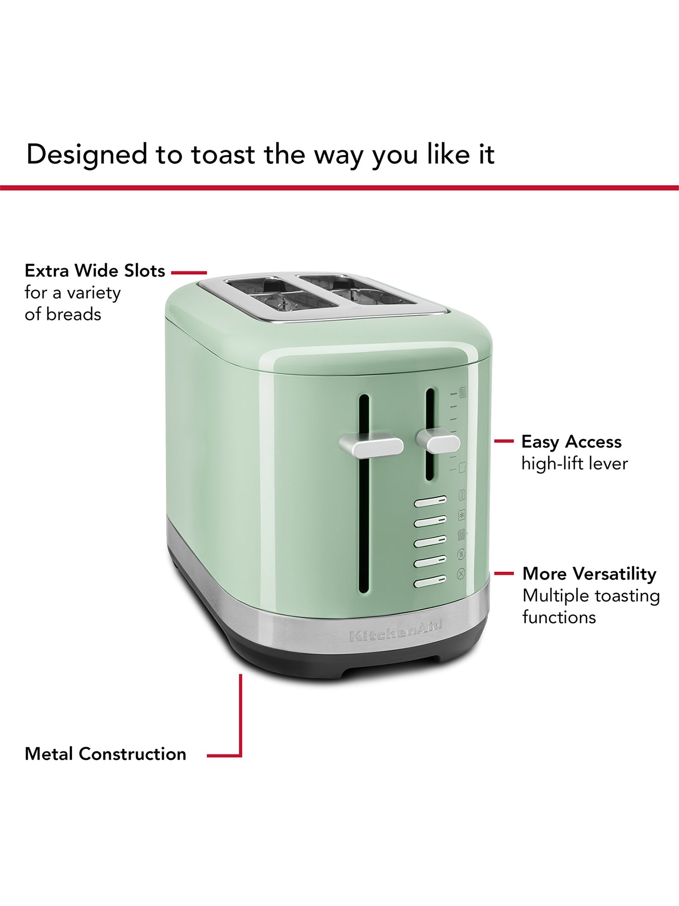 Manual Control 2 Slice Toaster Pistachio Green