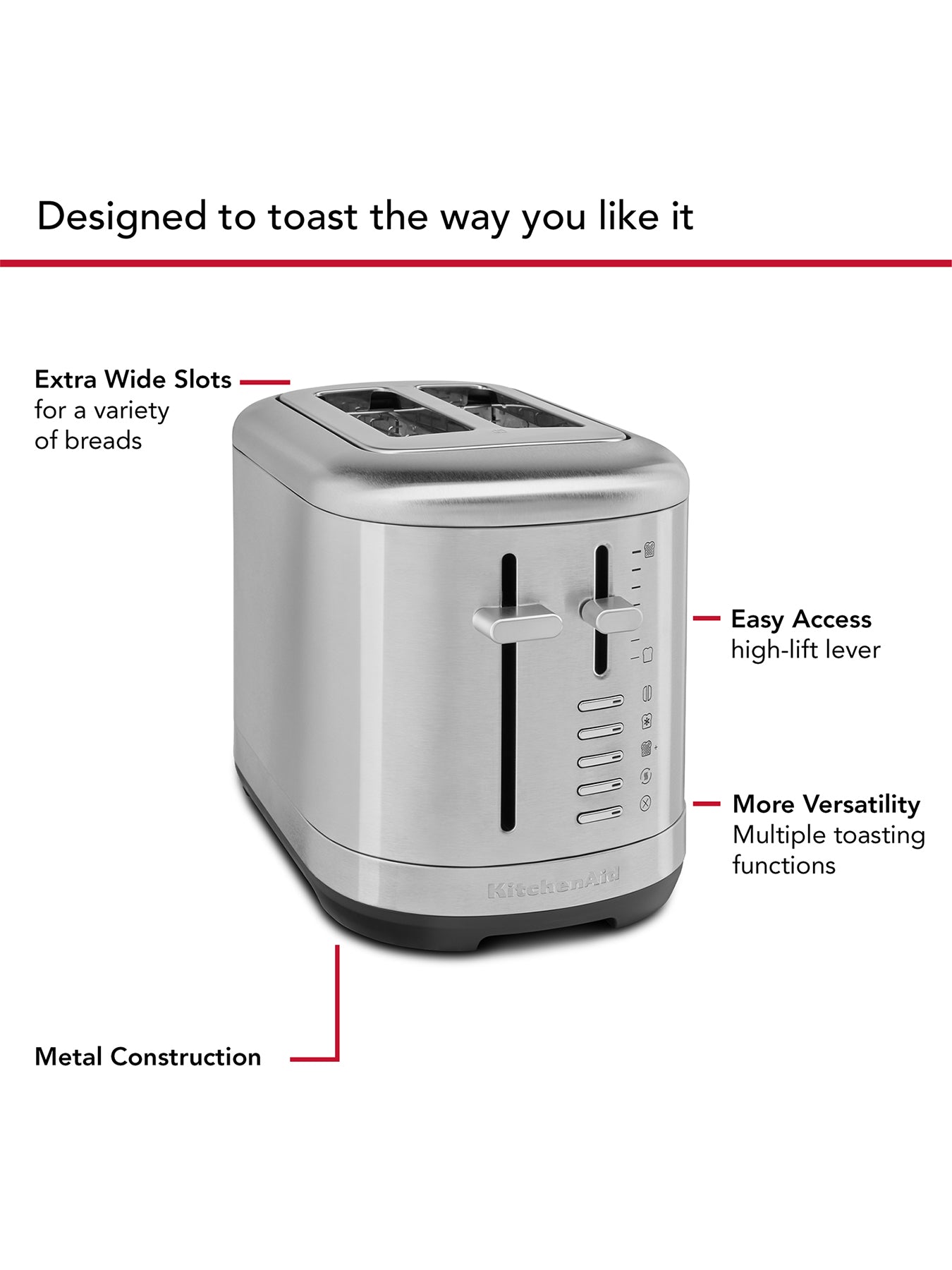 Manual Control 2 Slice Toaster Stainless Steel Silver