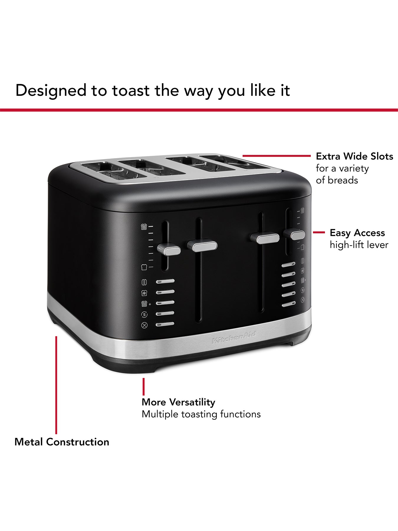 Manual Control 4 Slot Toaster Matte Black